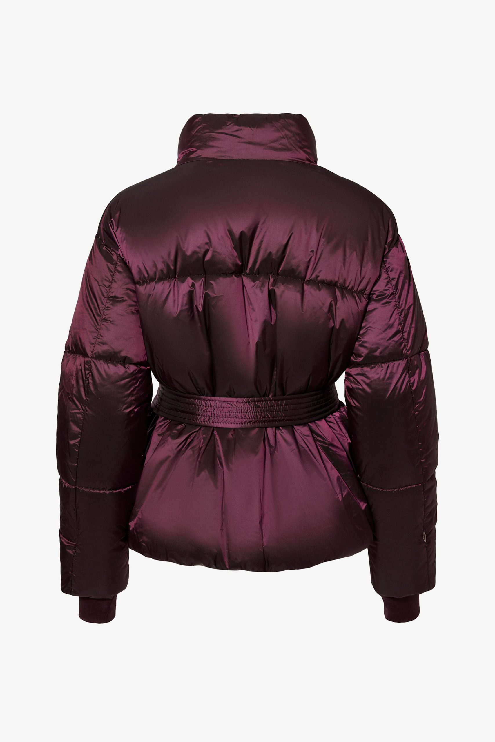 Waterproof Belted Oversized Ski Jacket in Burgundy - Image 4