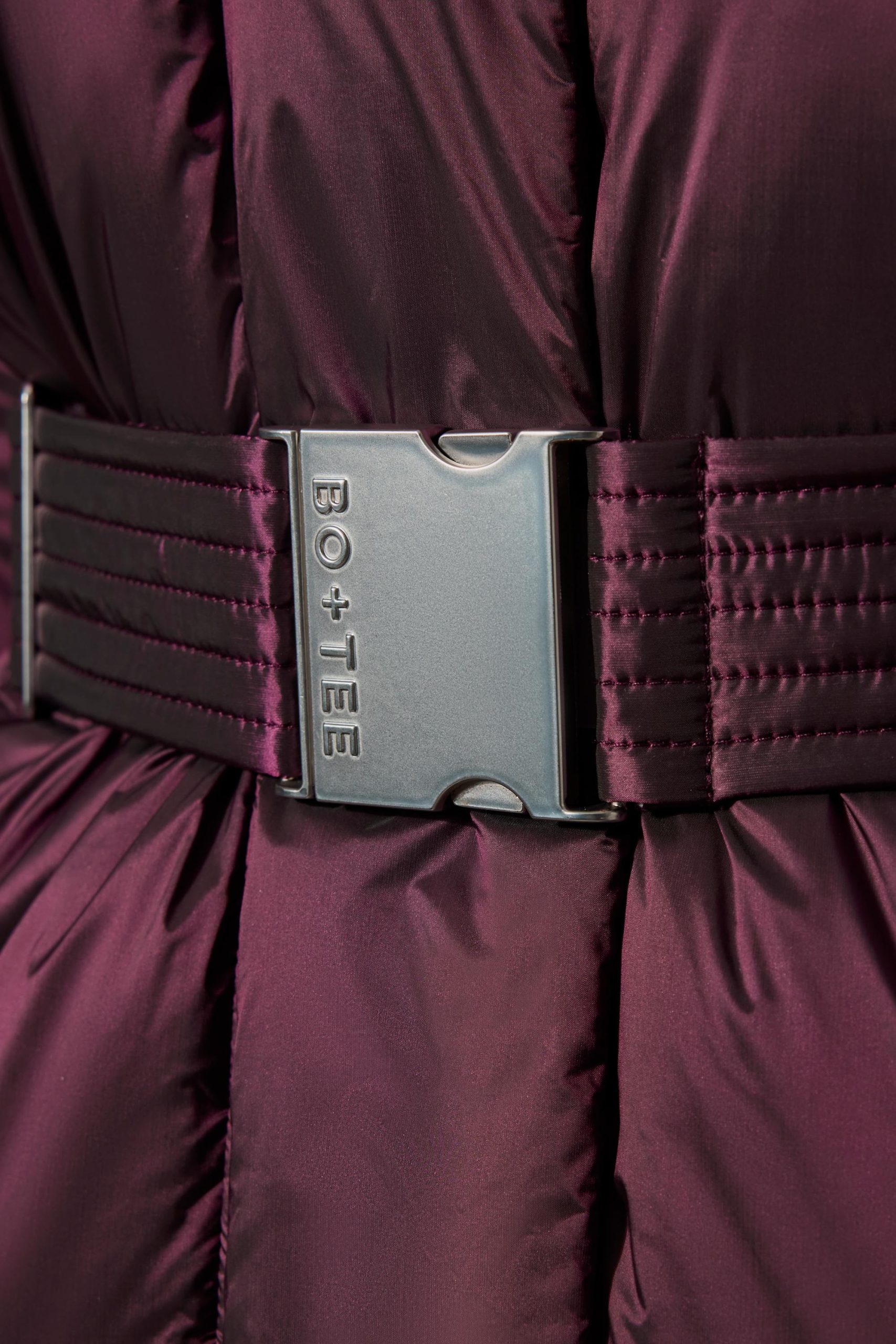 Waterproof Belted Oversized Ski Jacket in Burgundy - Image 5