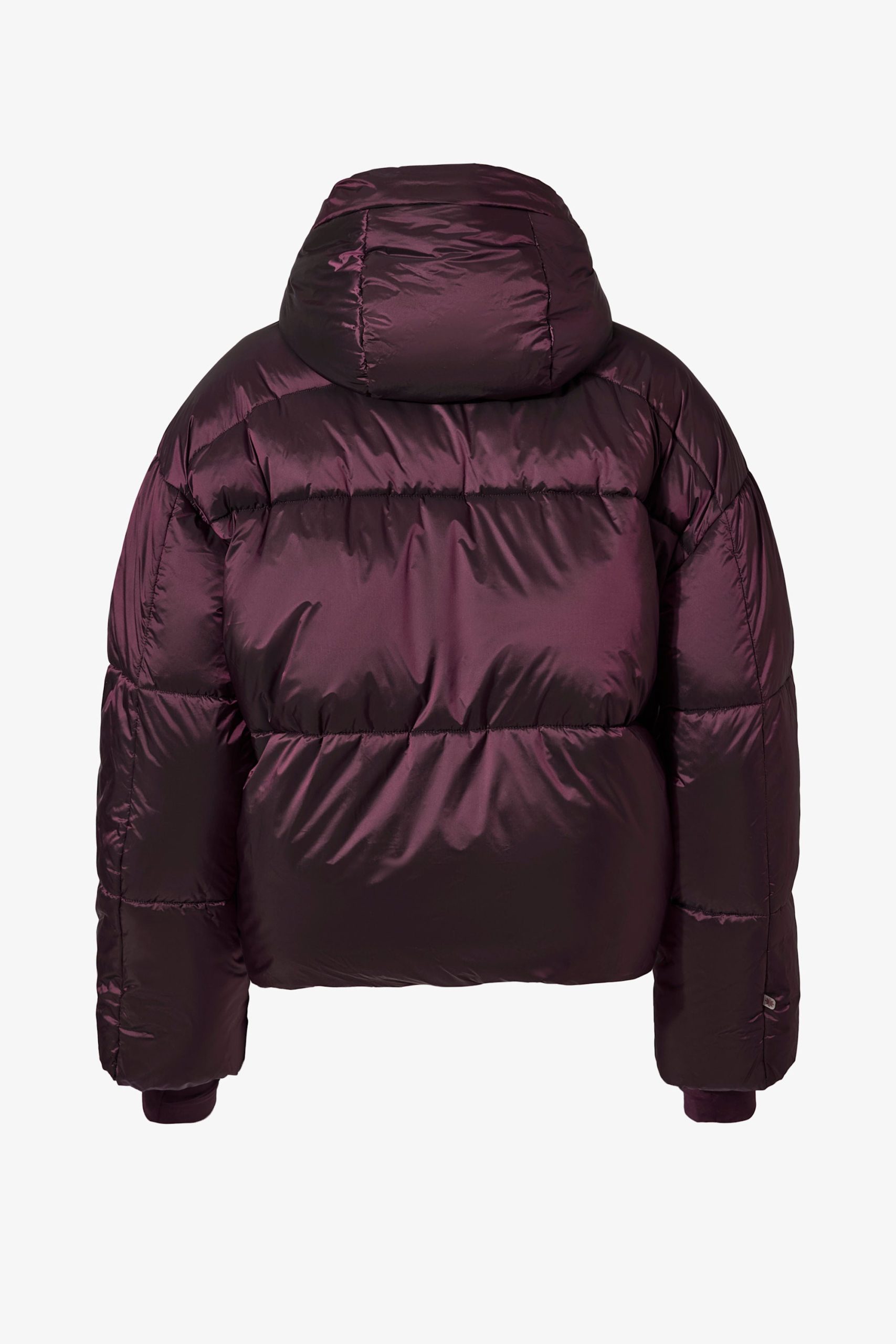 Waterproof Cropped Oversized Ski Jacket in Burgundy - Image 3
