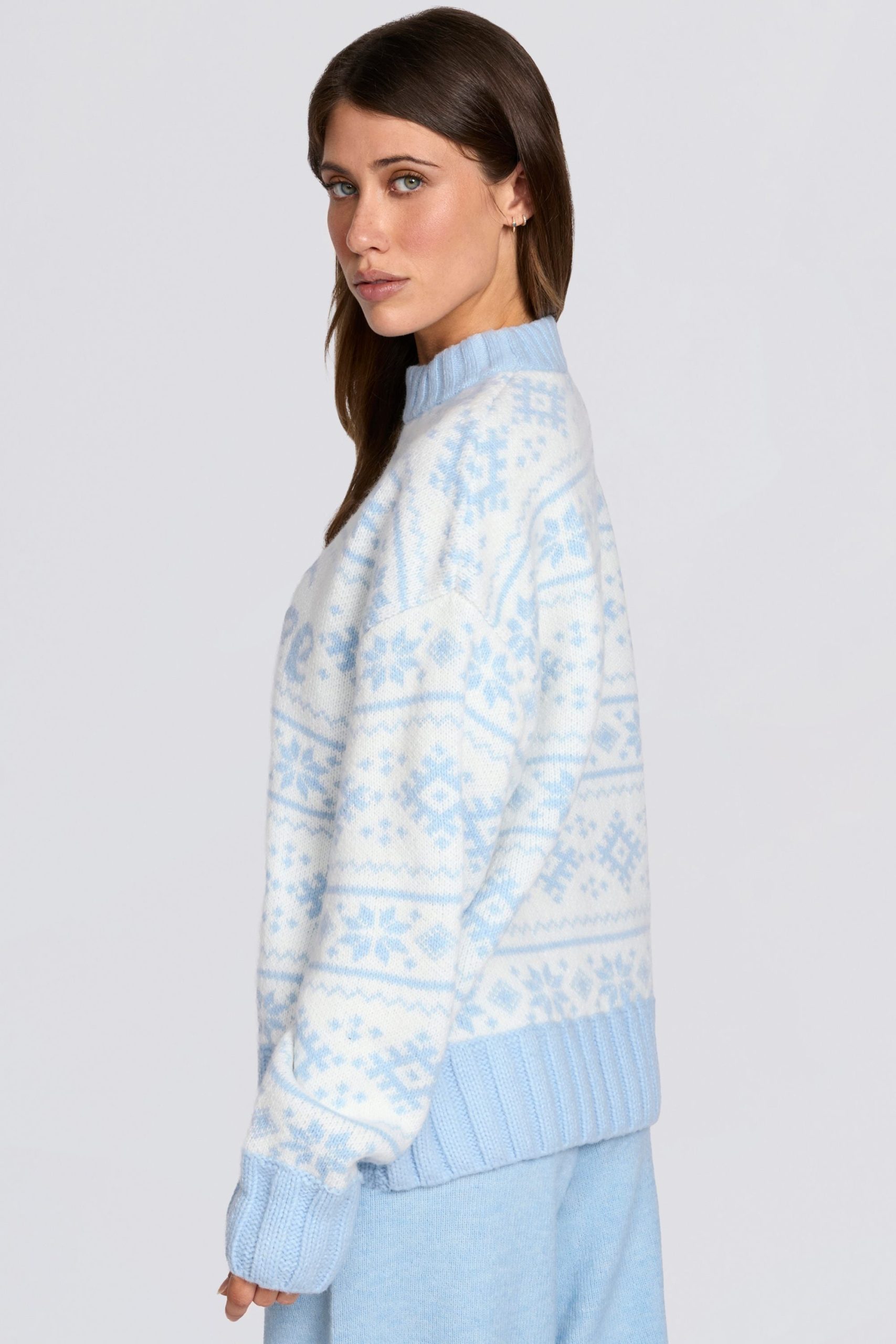 Jacquard-Knit Oversized Jumper in Powder Blue - Image 3