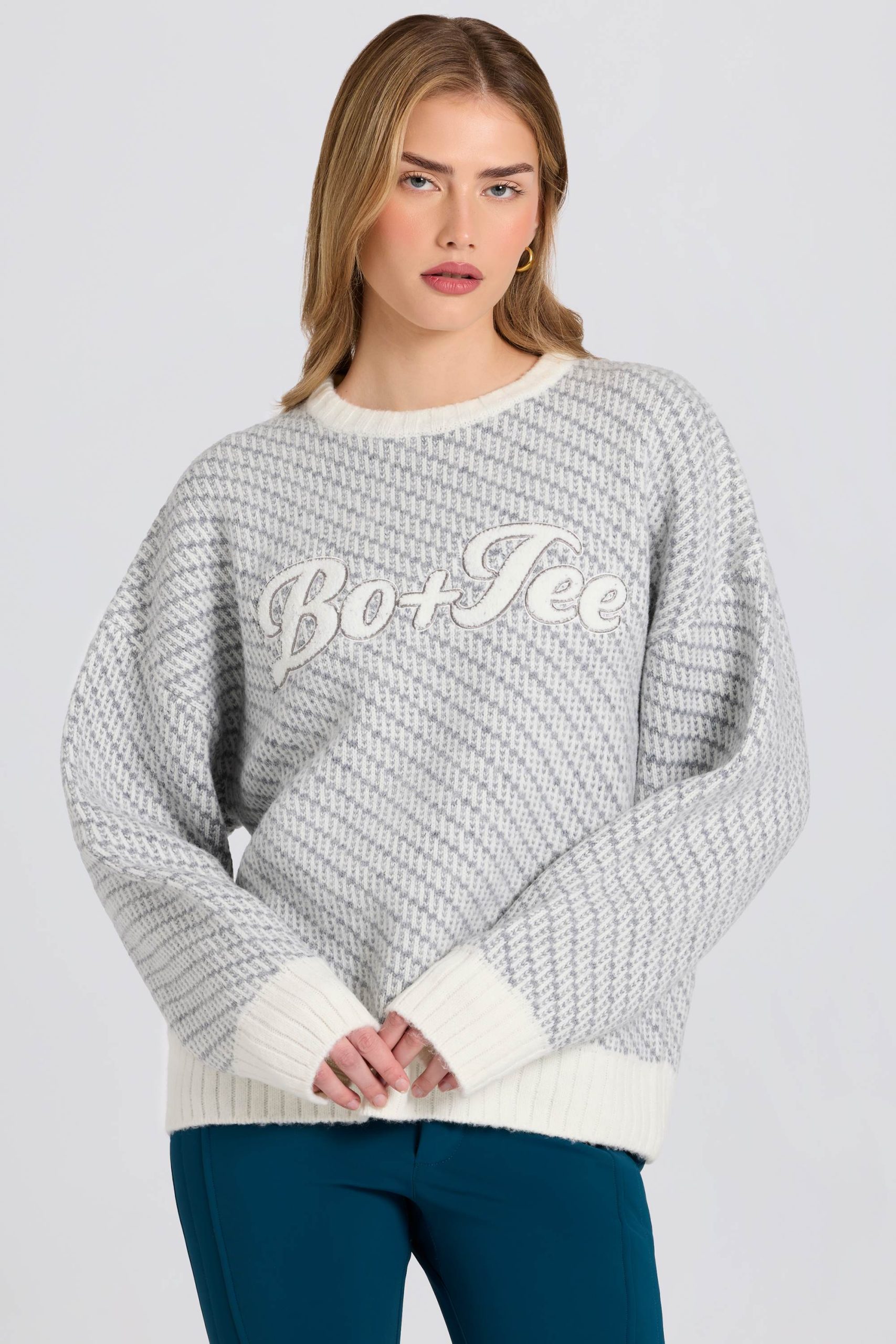 Knit Logo Oversized Jumper in Ice - Image 7