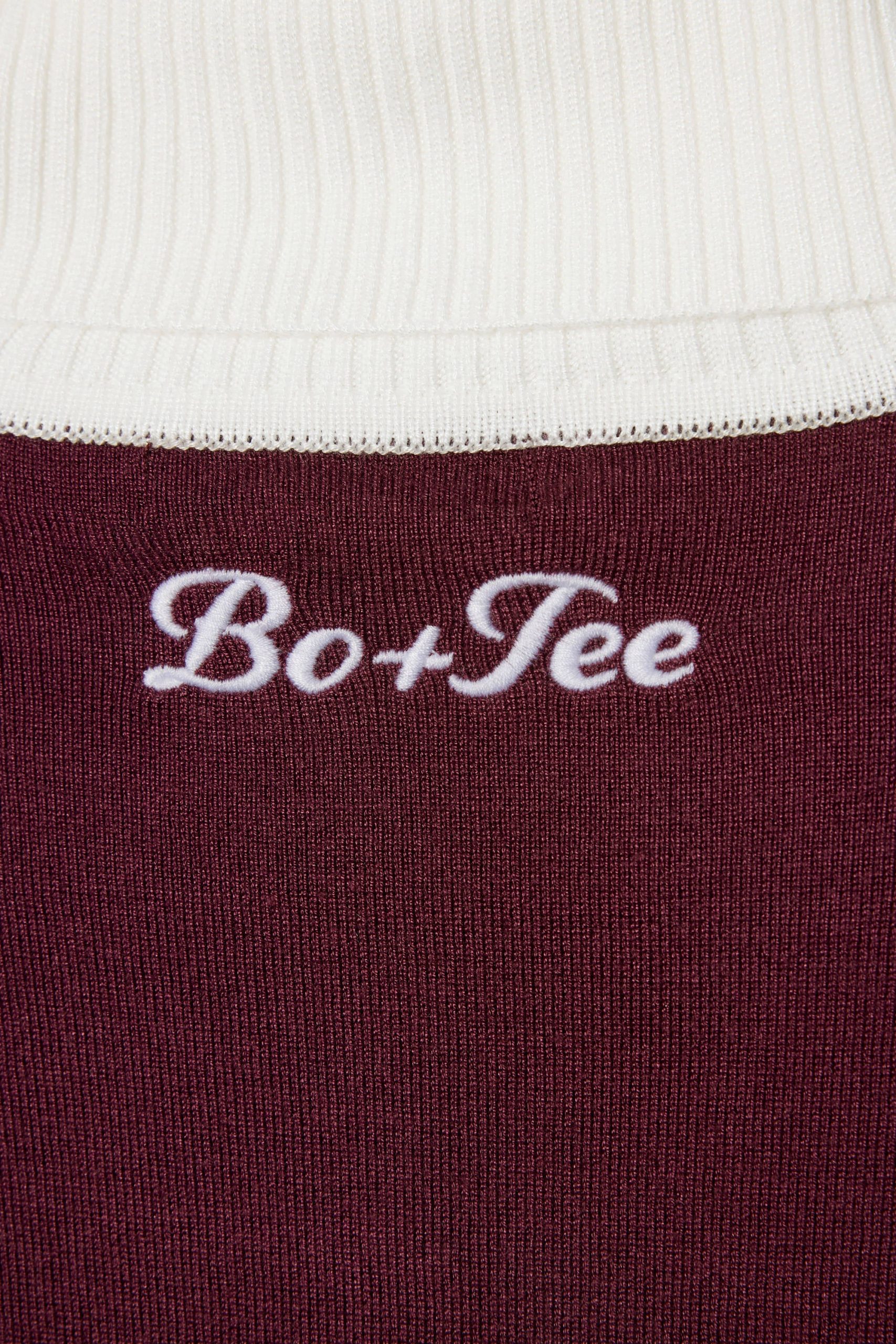 Knit Long-Sleeve Fitted Top in Burgundy - Image 3