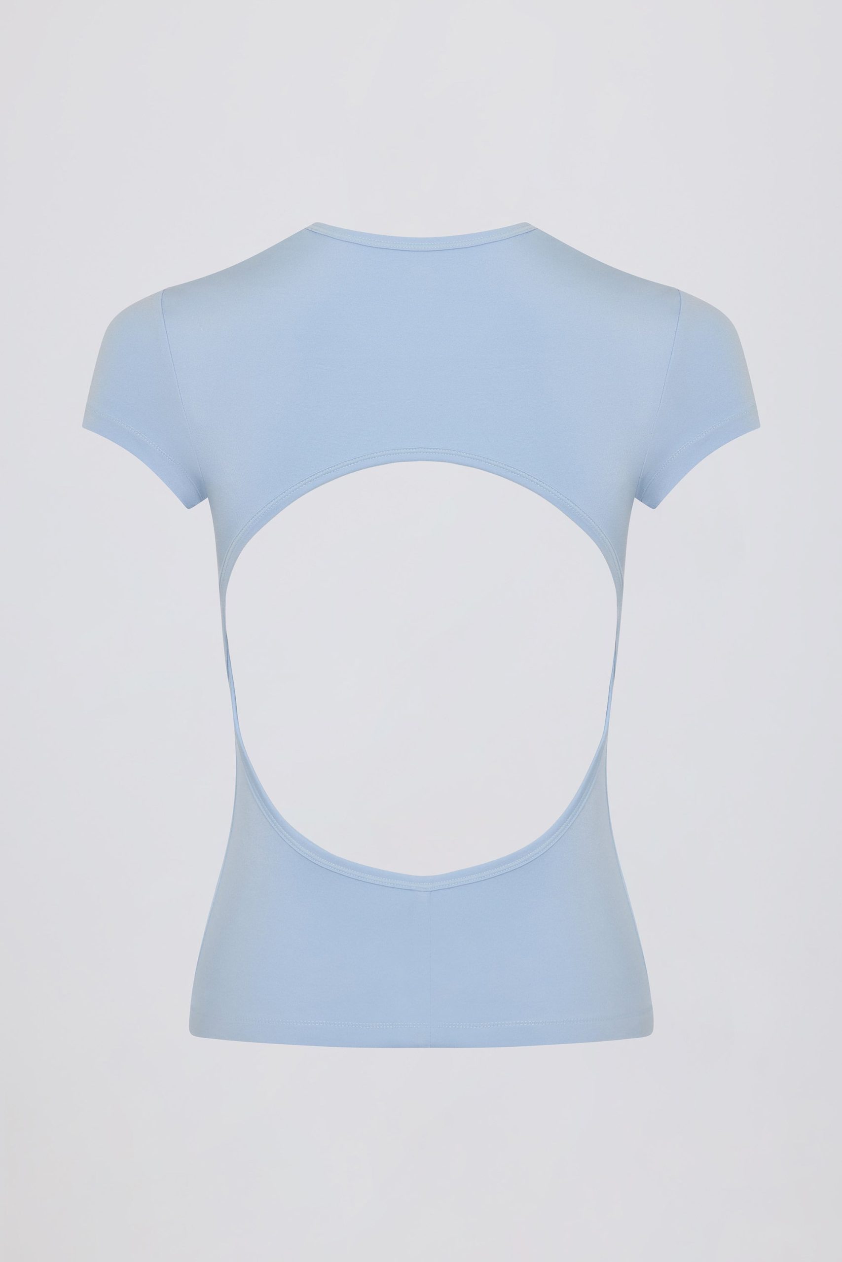 Cut-Out Longline T-Shirt in Sky - Image 5