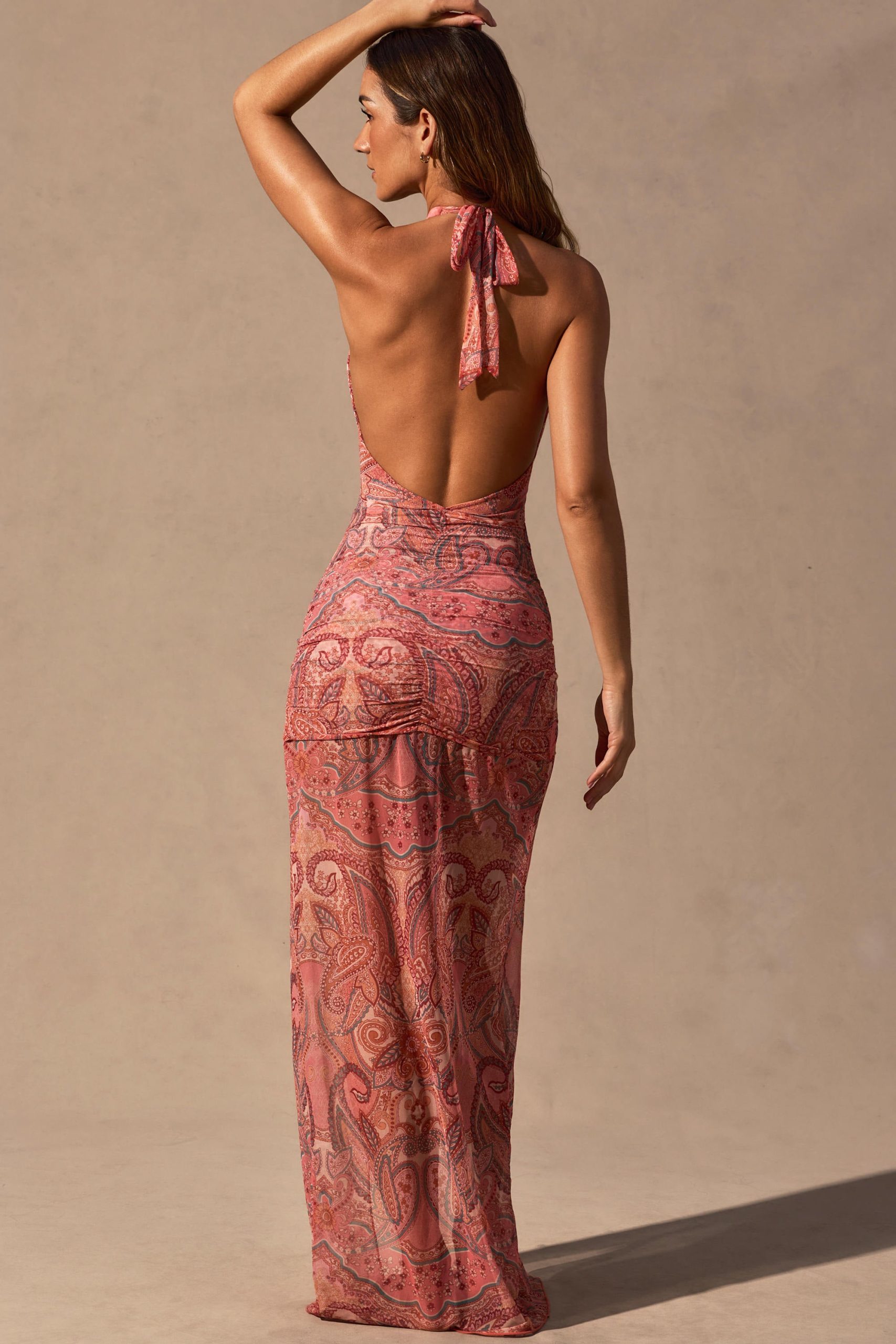 Cut-Out Halterneck Maxi Dress in Paisley Print - Image 2