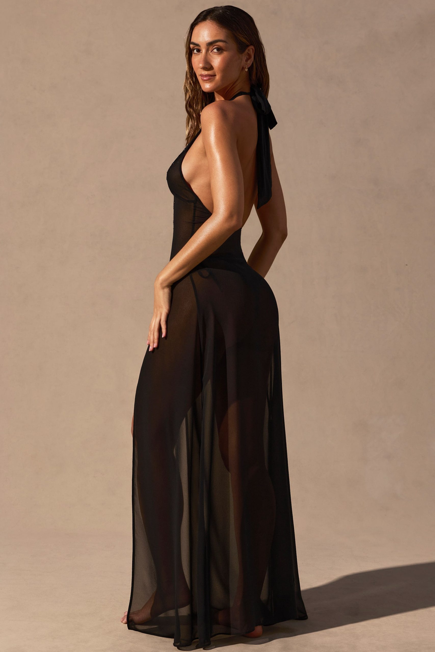 Halterneck Maxi Dress in Black - Image 7