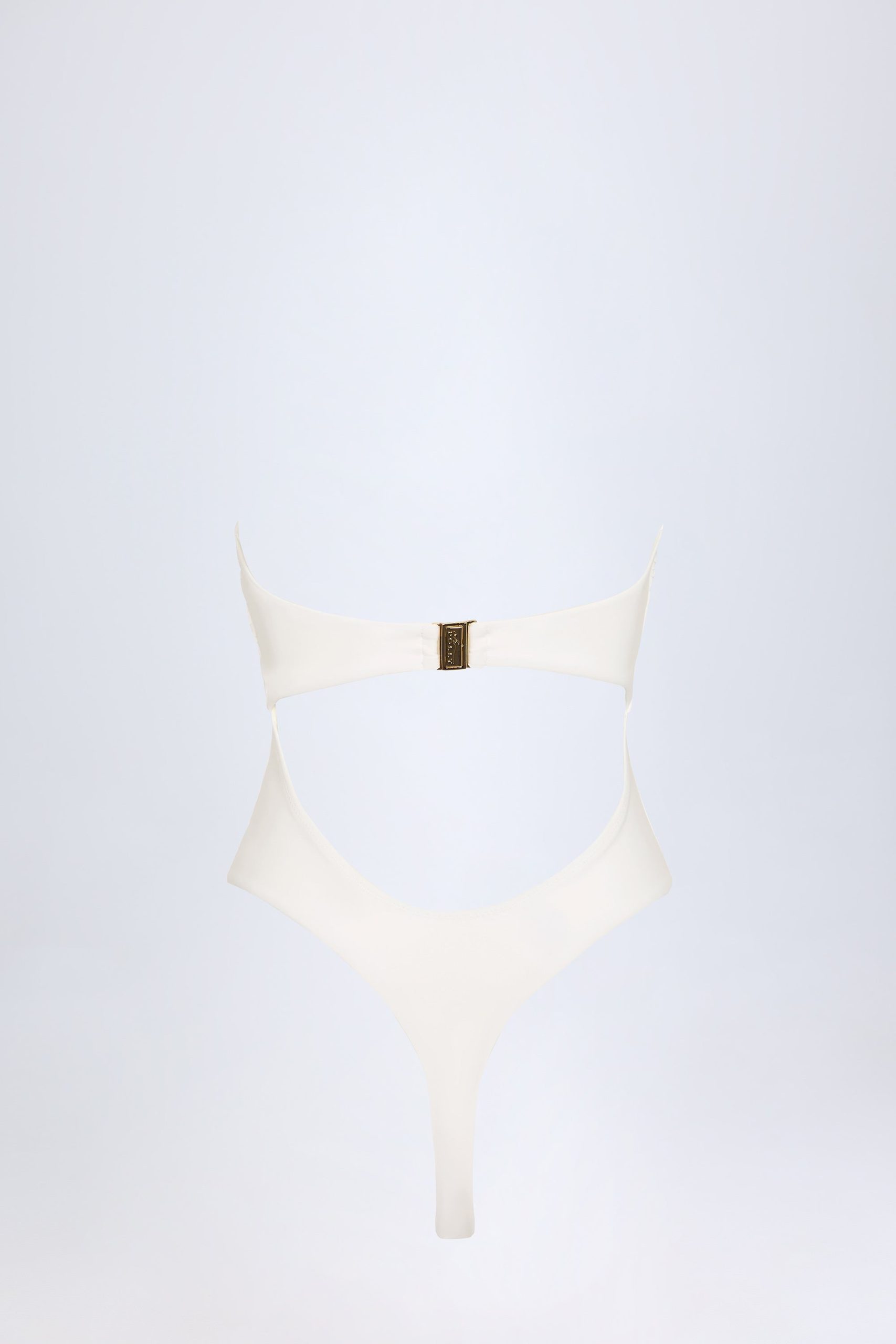 Cut-Out Hardware-Detail Swimsuit in White - Image 4