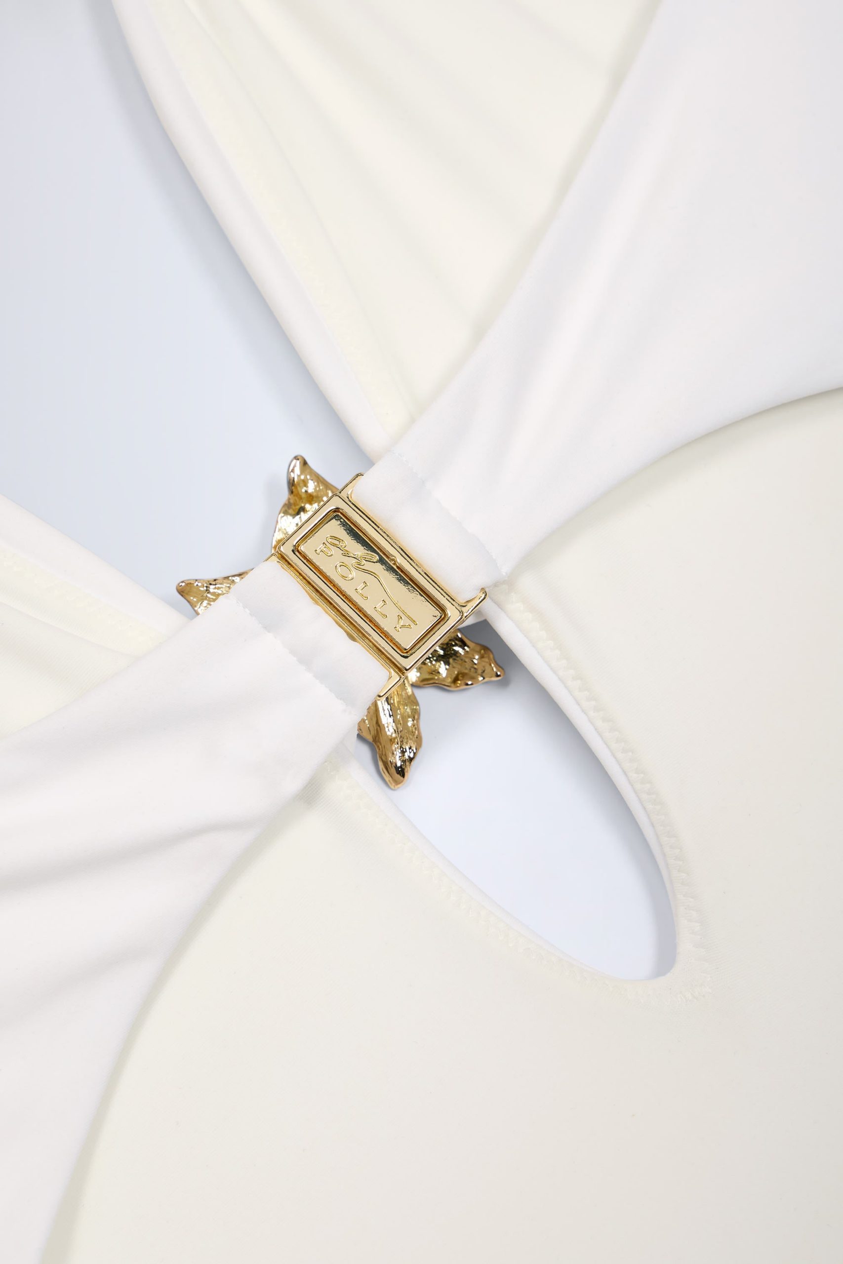 Cut-Out Hardware-Detail Swimsuit in White - Image 6