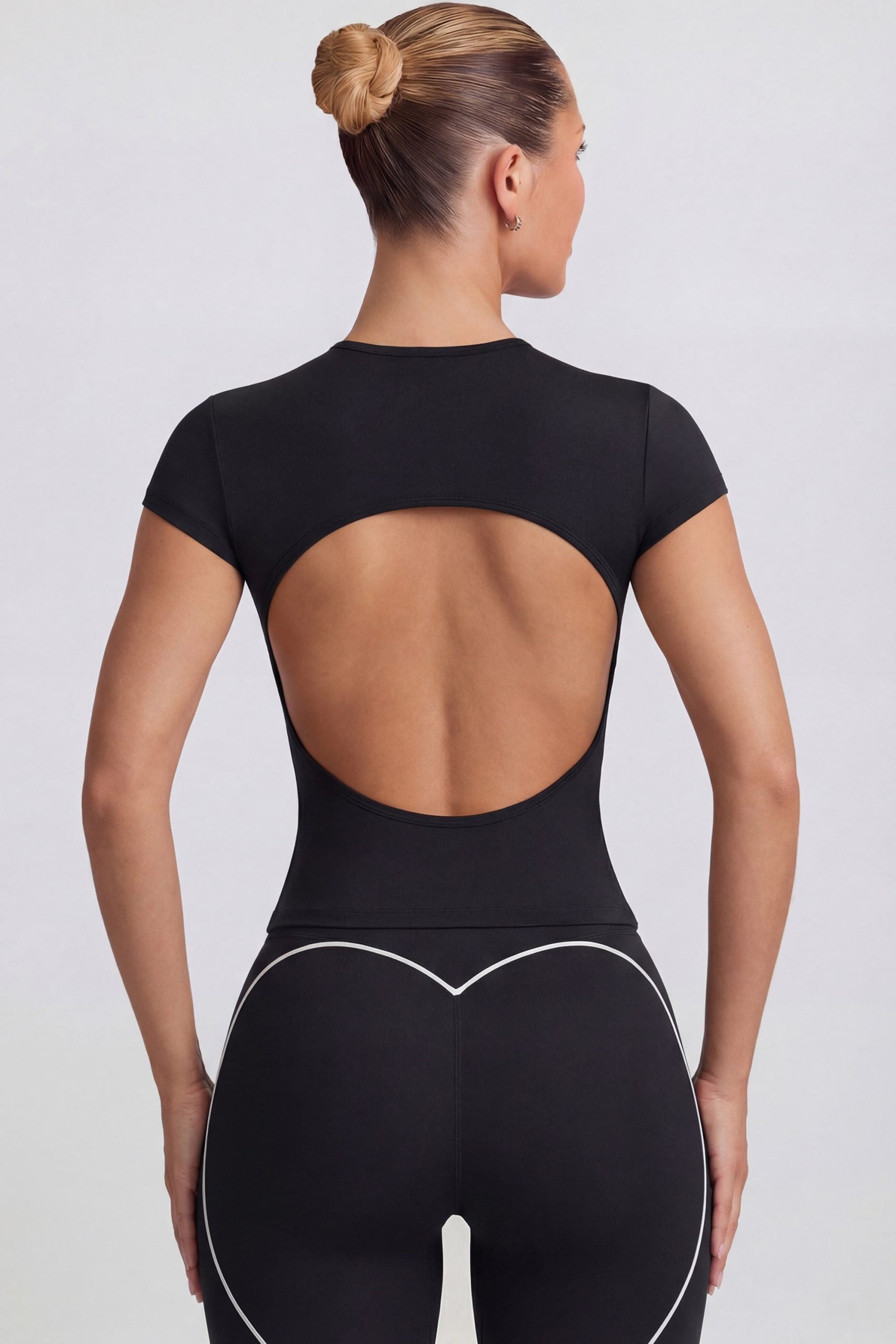 Cut-Out Longline T-Shirt in Black - Image 2