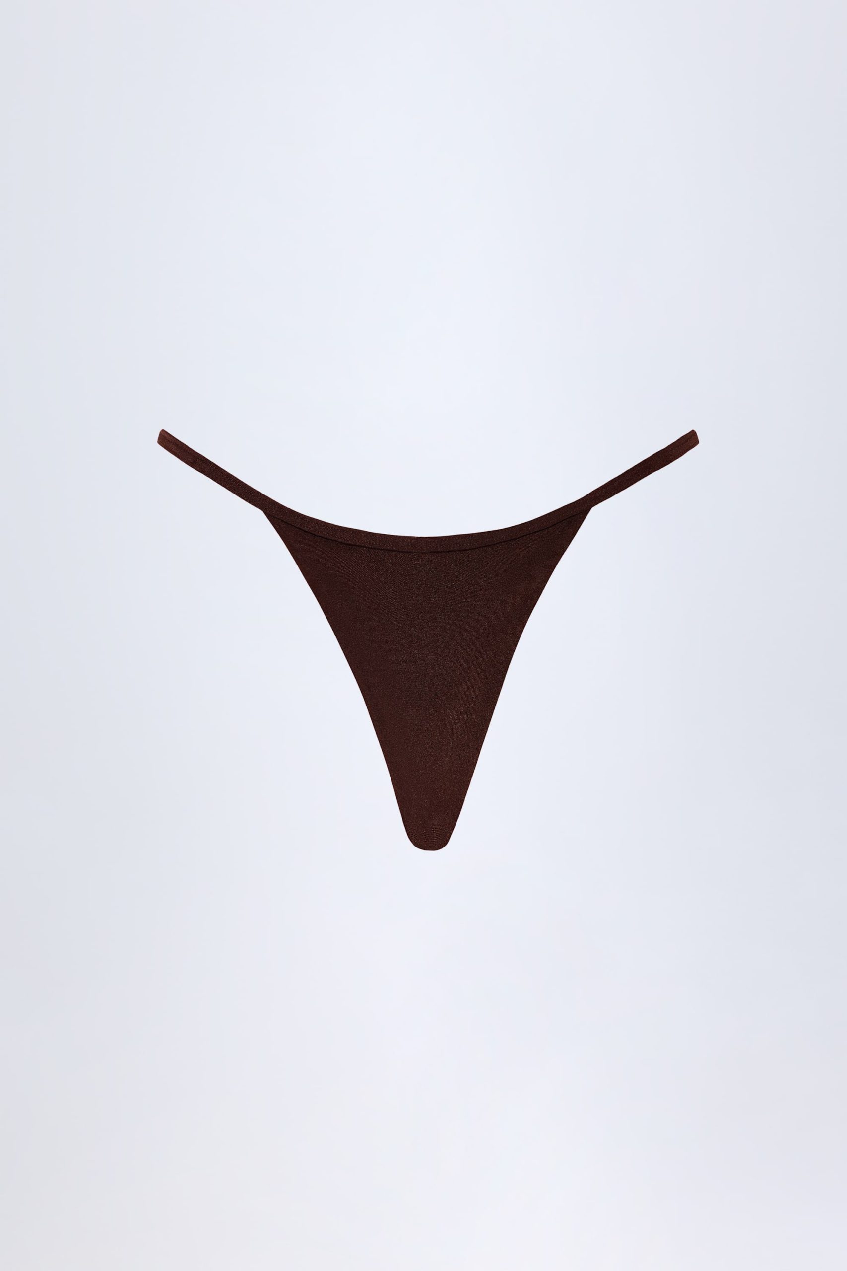 Charm-Detail Thong Bikini Bottoms in Dark Chocolate - Image 4