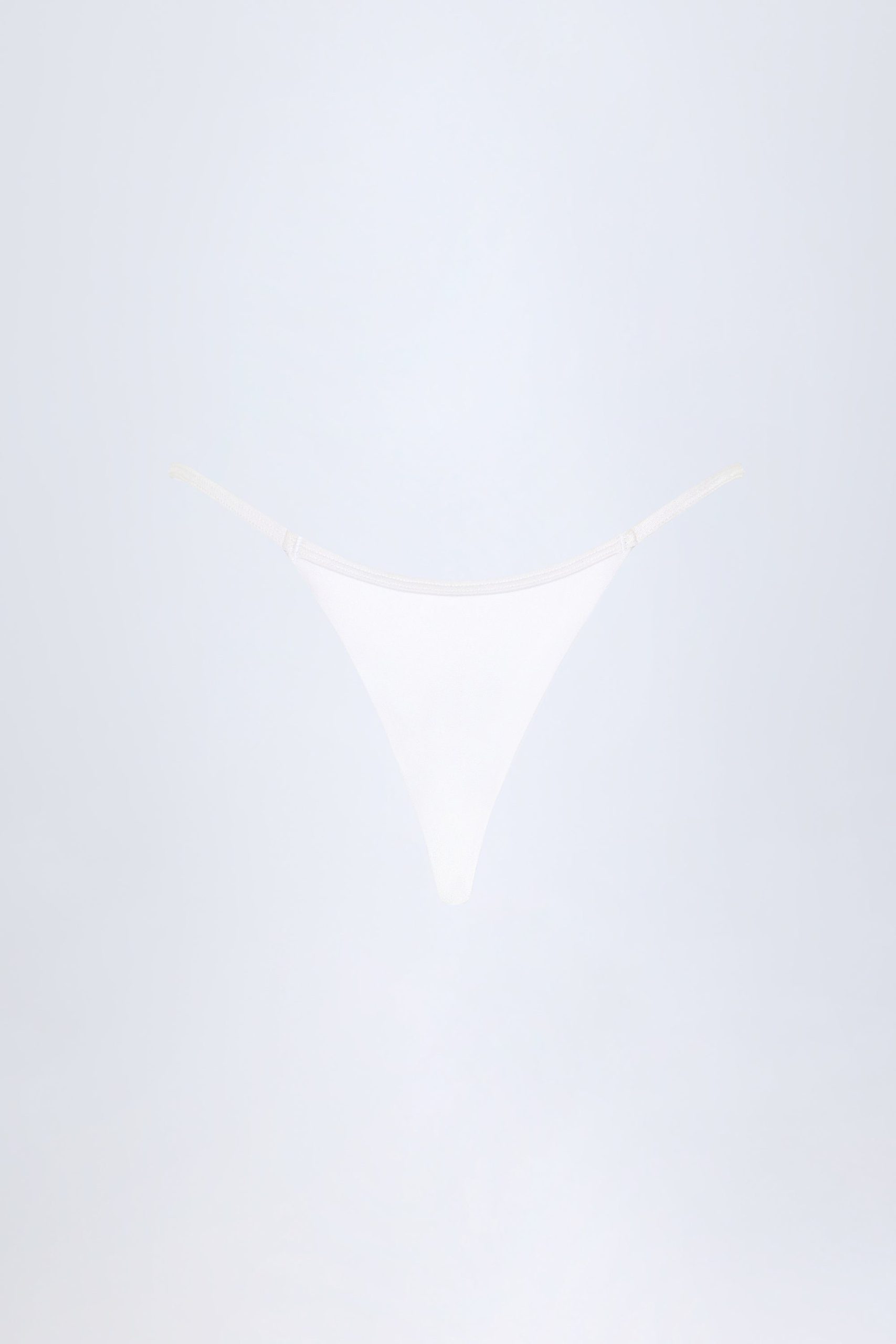 Charm-Detail Thong Bikini Bottoms in White - Image 4