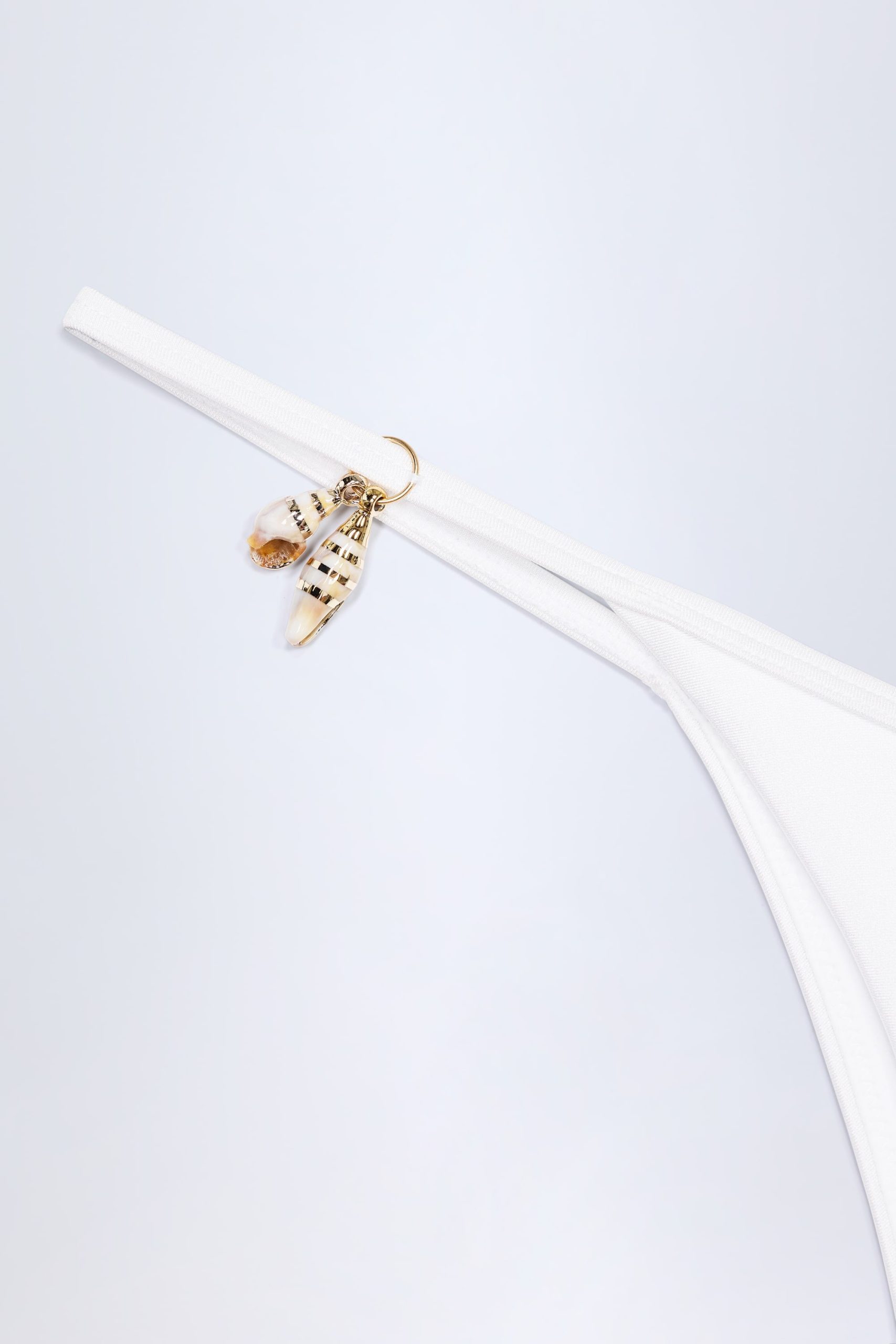 Charm-Detail Thong Bikini Bottoms in White - Image 5