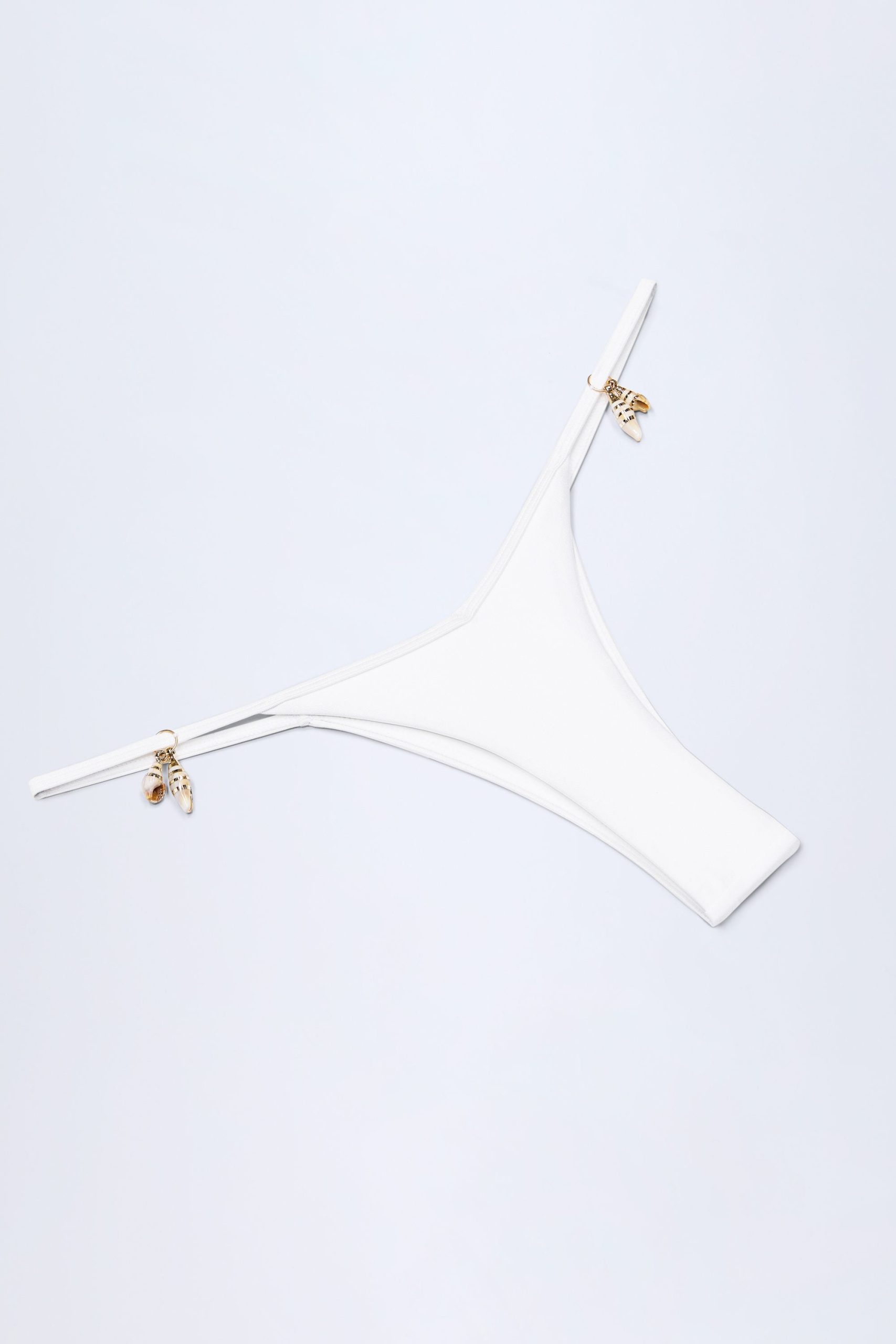 Charm-Detail Thong Bikini Bottoms in White - Image 6