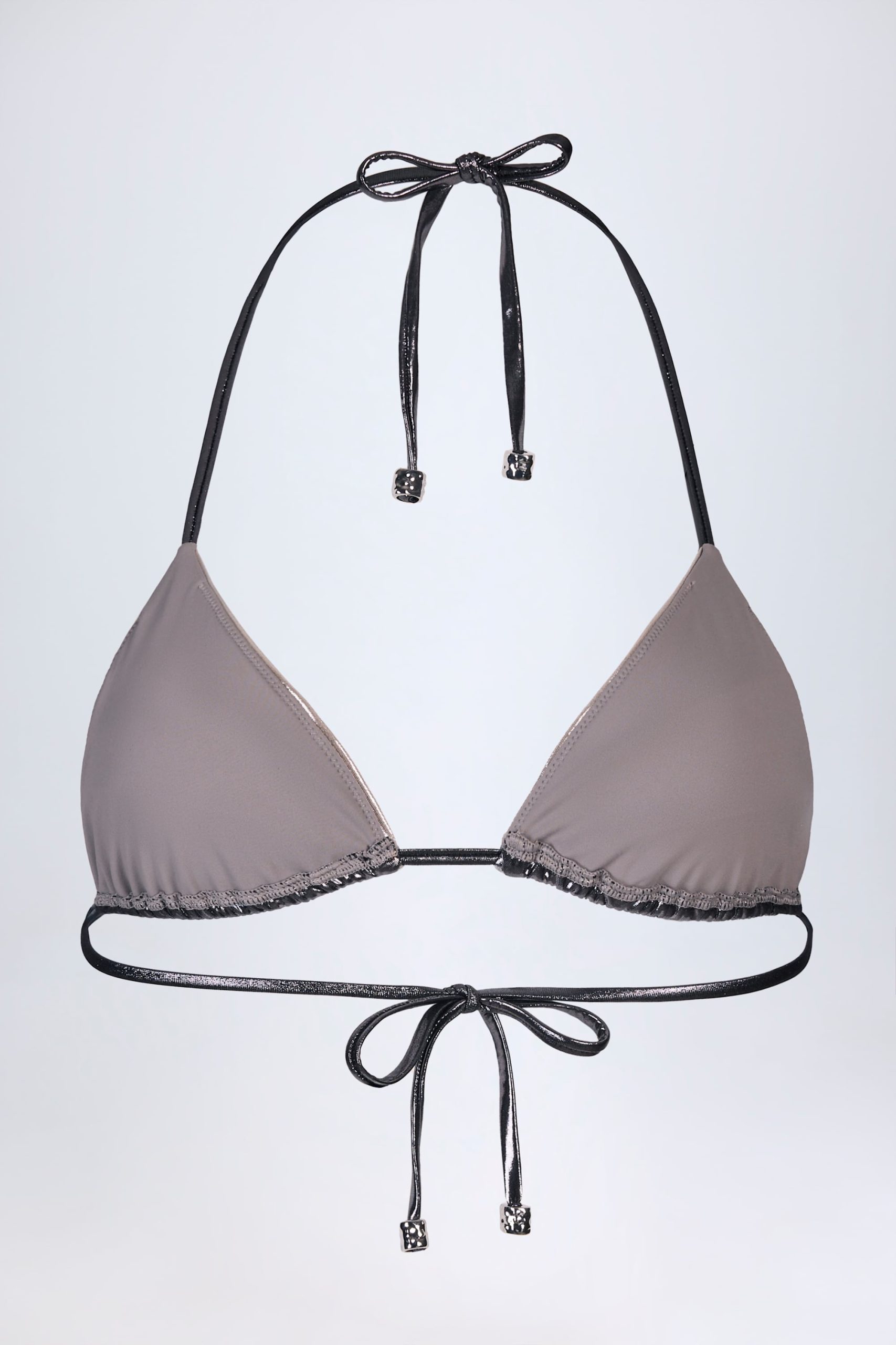 Panelled Bikini Bra in Silver Chrome - Image 5