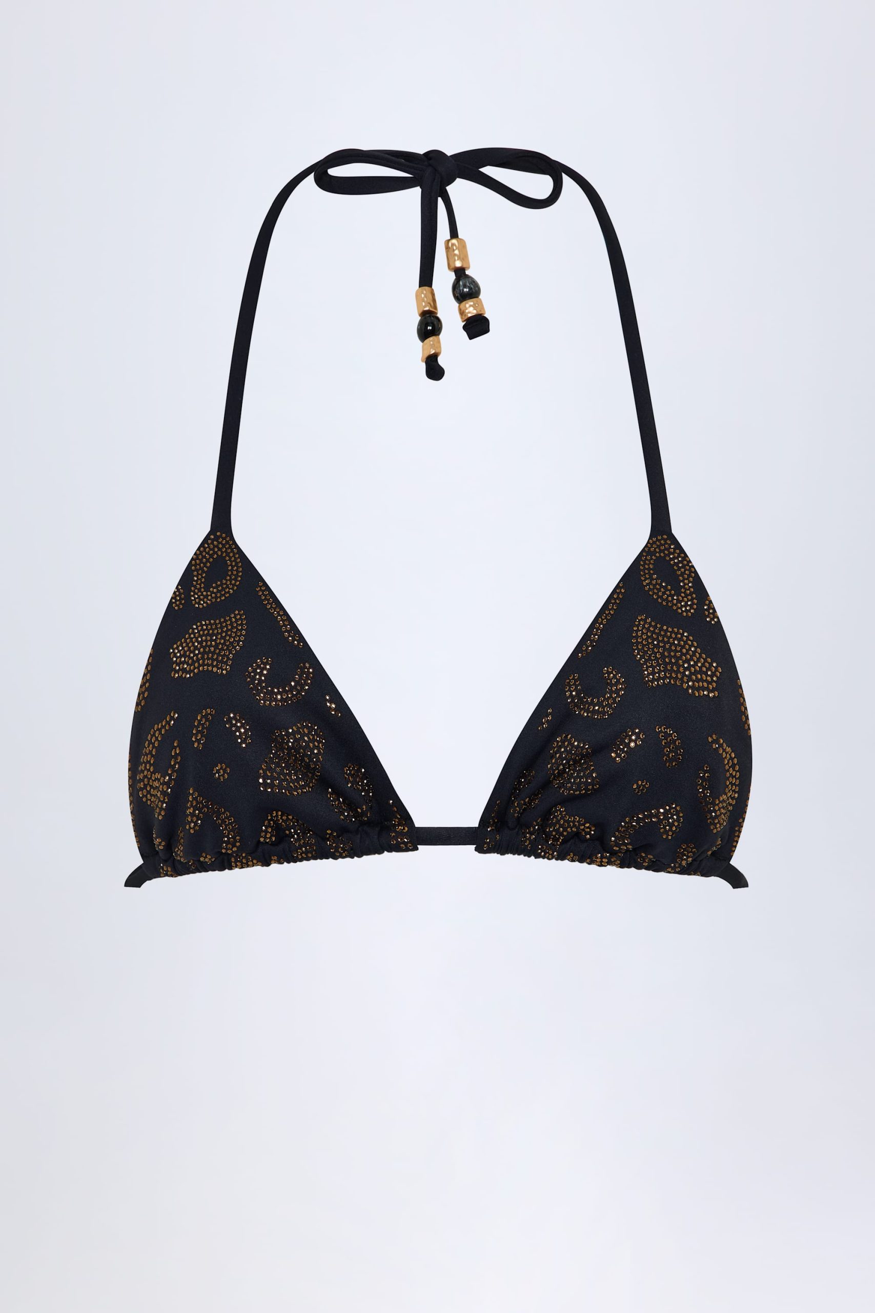 Charm-Detail Triangle Bikini Top in Black - Image 3