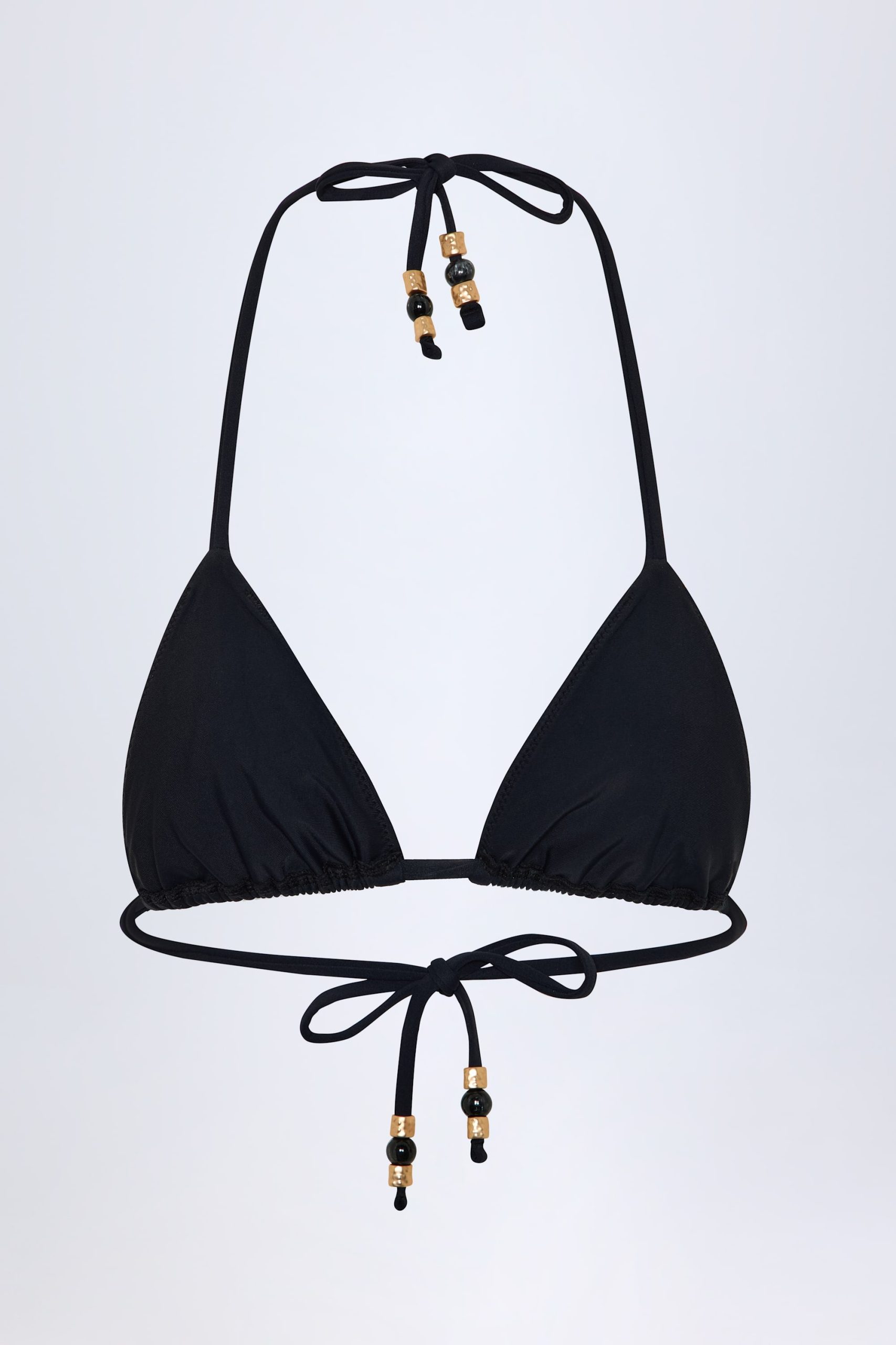Charm-Detail Triangle Bikini Top in Black - Image 4