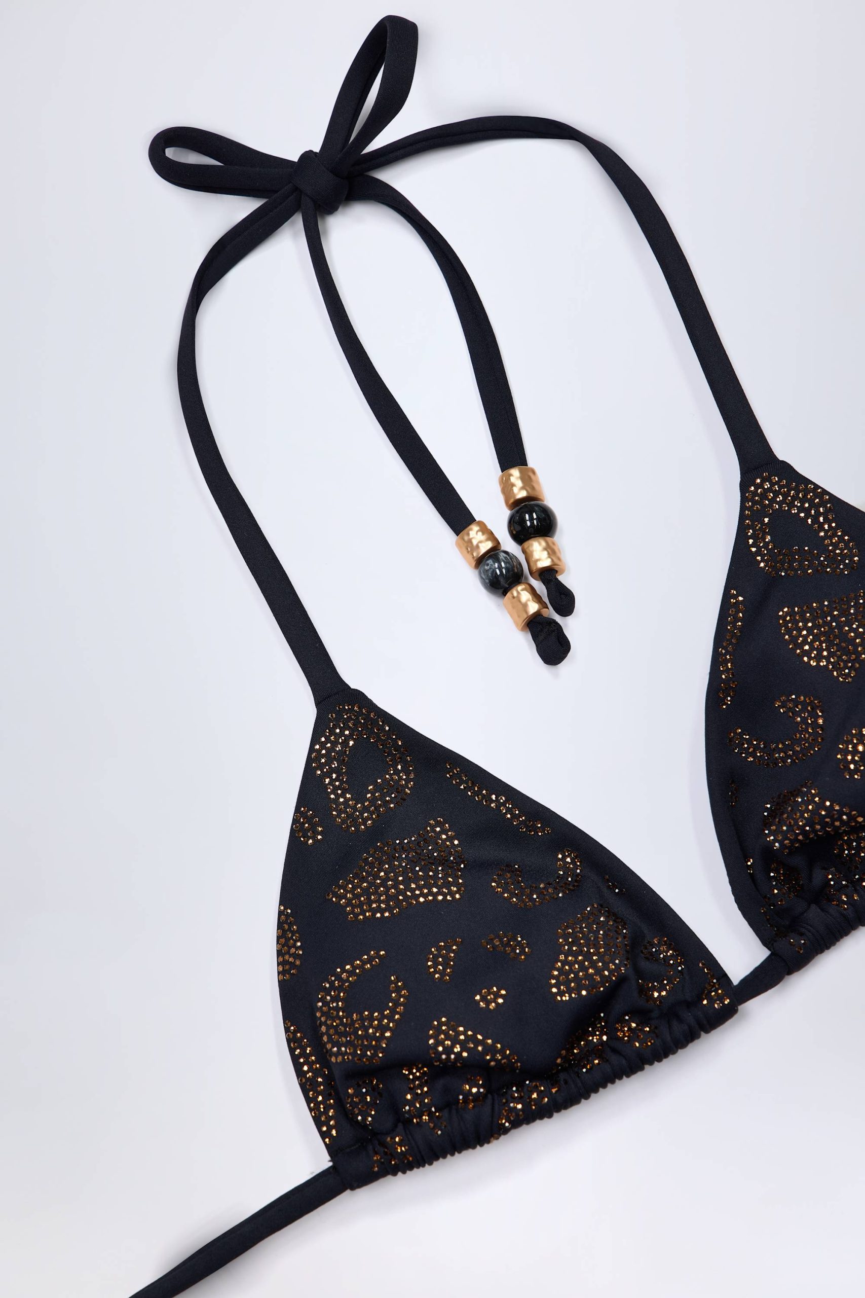 Charm-Detail Triangle Bikini Top in Black - Image 6