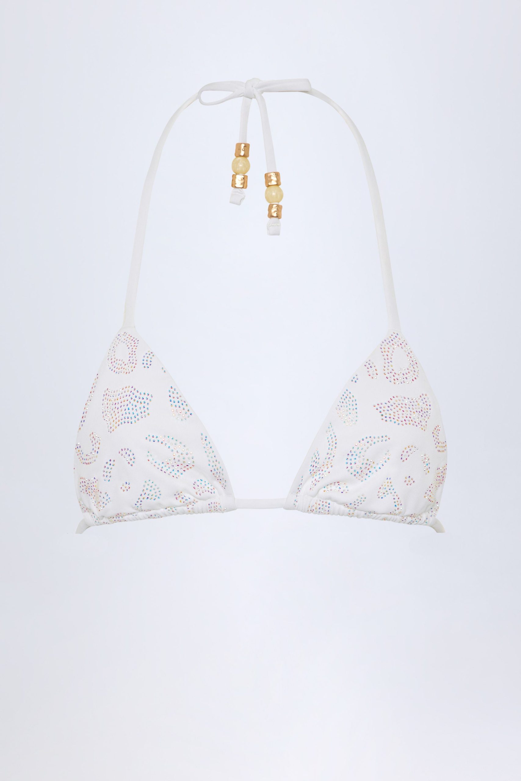 Charm-Detail Triangle Bikini Top in White - Image 3