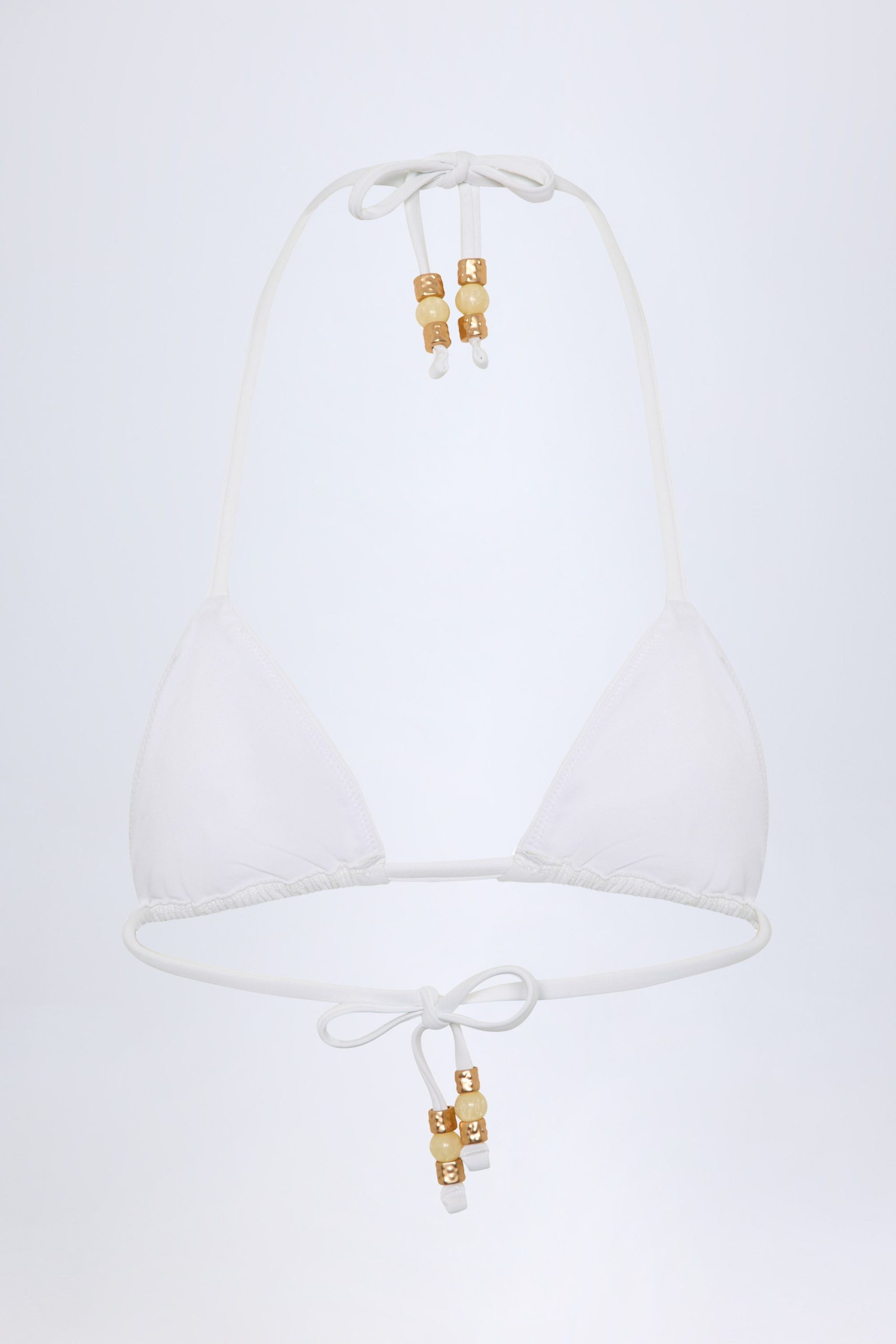 Charm-Detail Triangle Bikini Top in White - Image 4