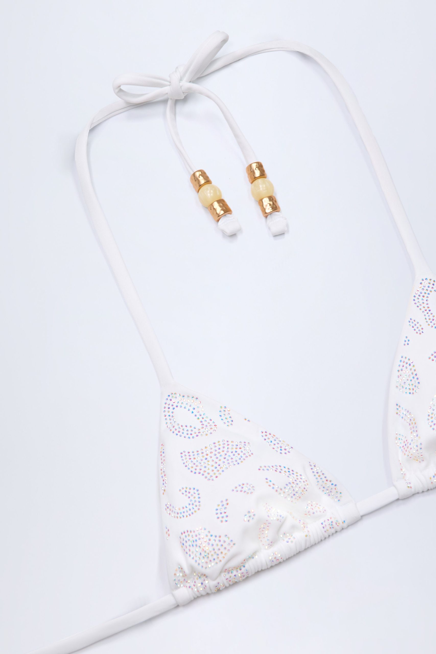 Charm-Detail Triangle Bikini Top in White - Image 6