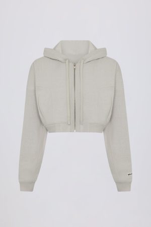 Lightweight Knit V-Neck Oversized Jumper in Light Grey
