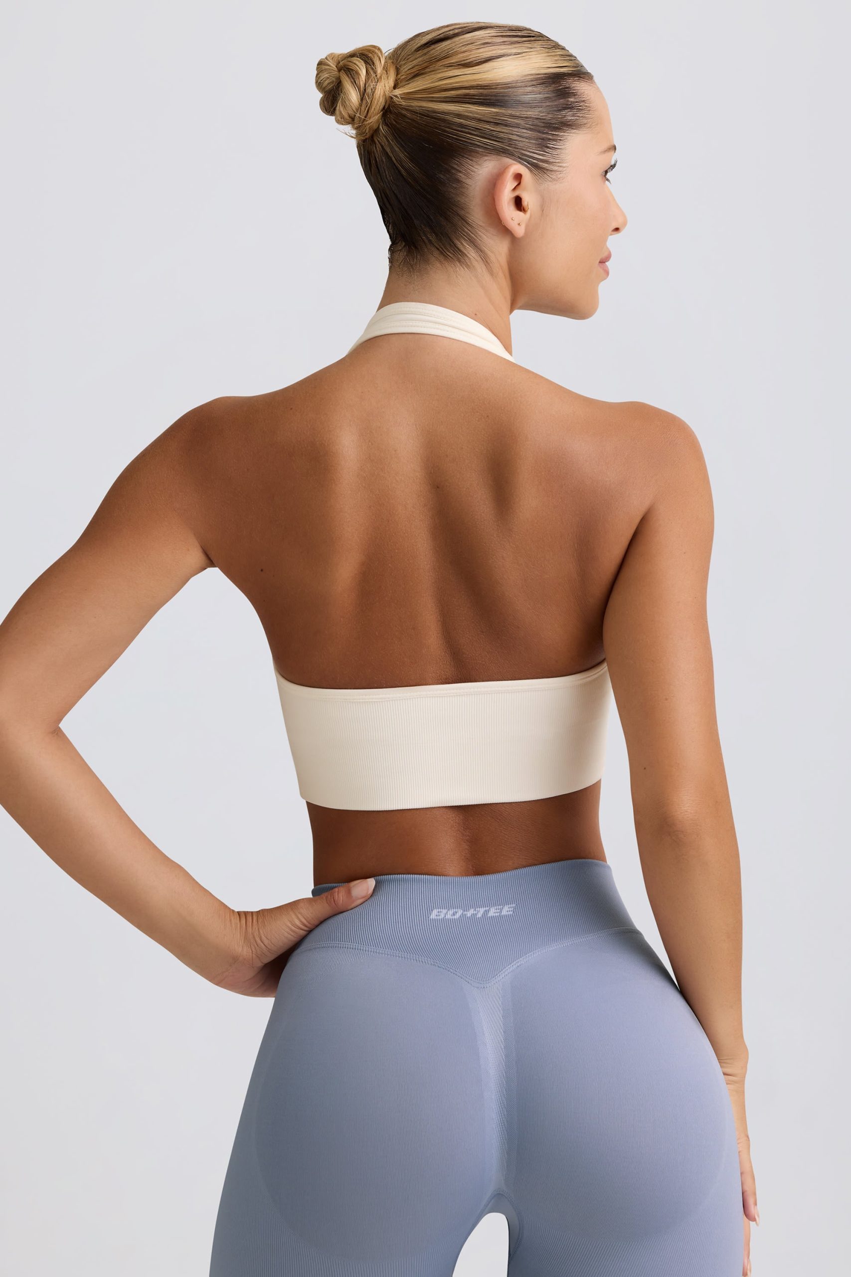 Define Luxe Halterneck Sports Bra in White - Image 2
