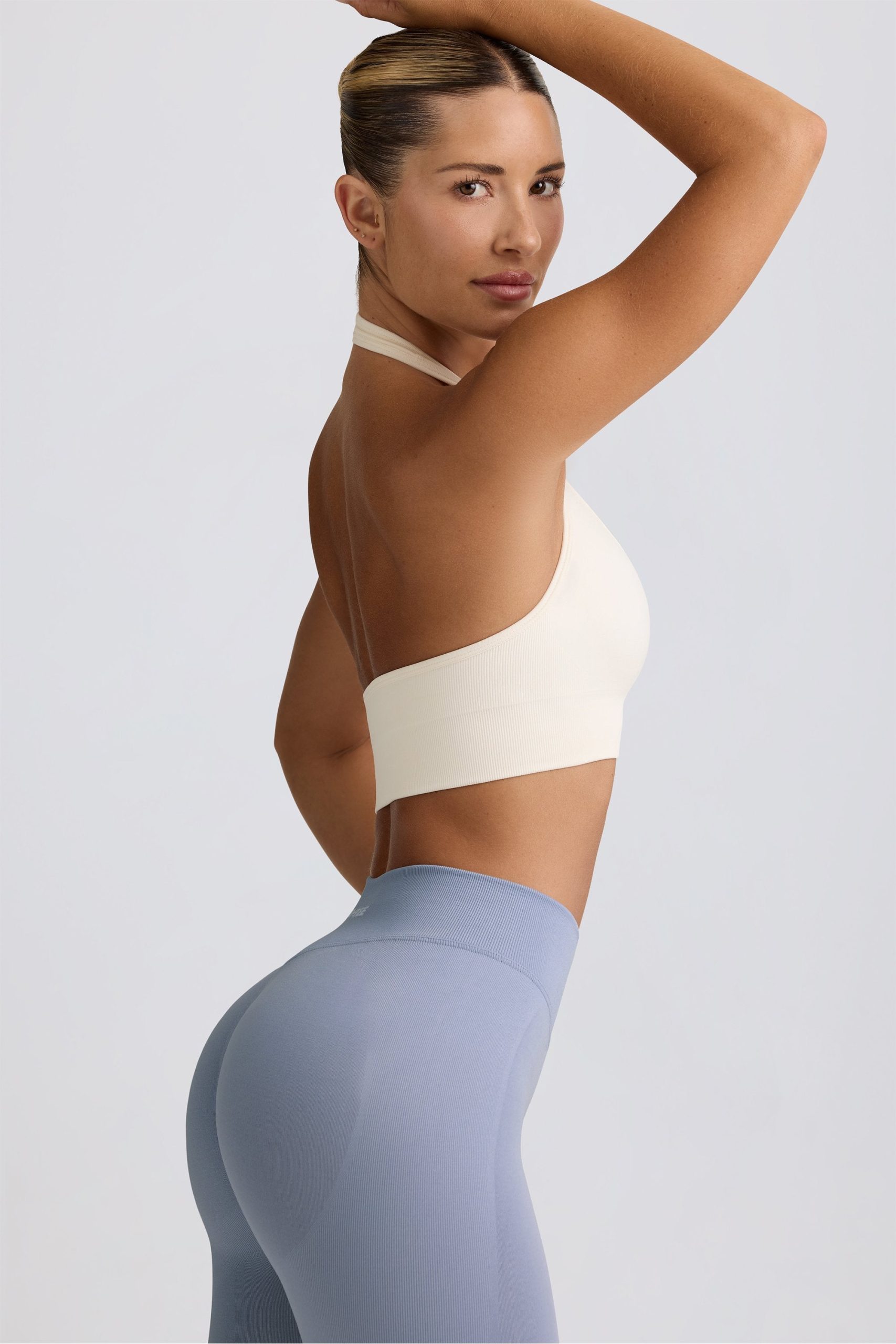 Define Luxe Halterneck Sports Bra in White - Image 3