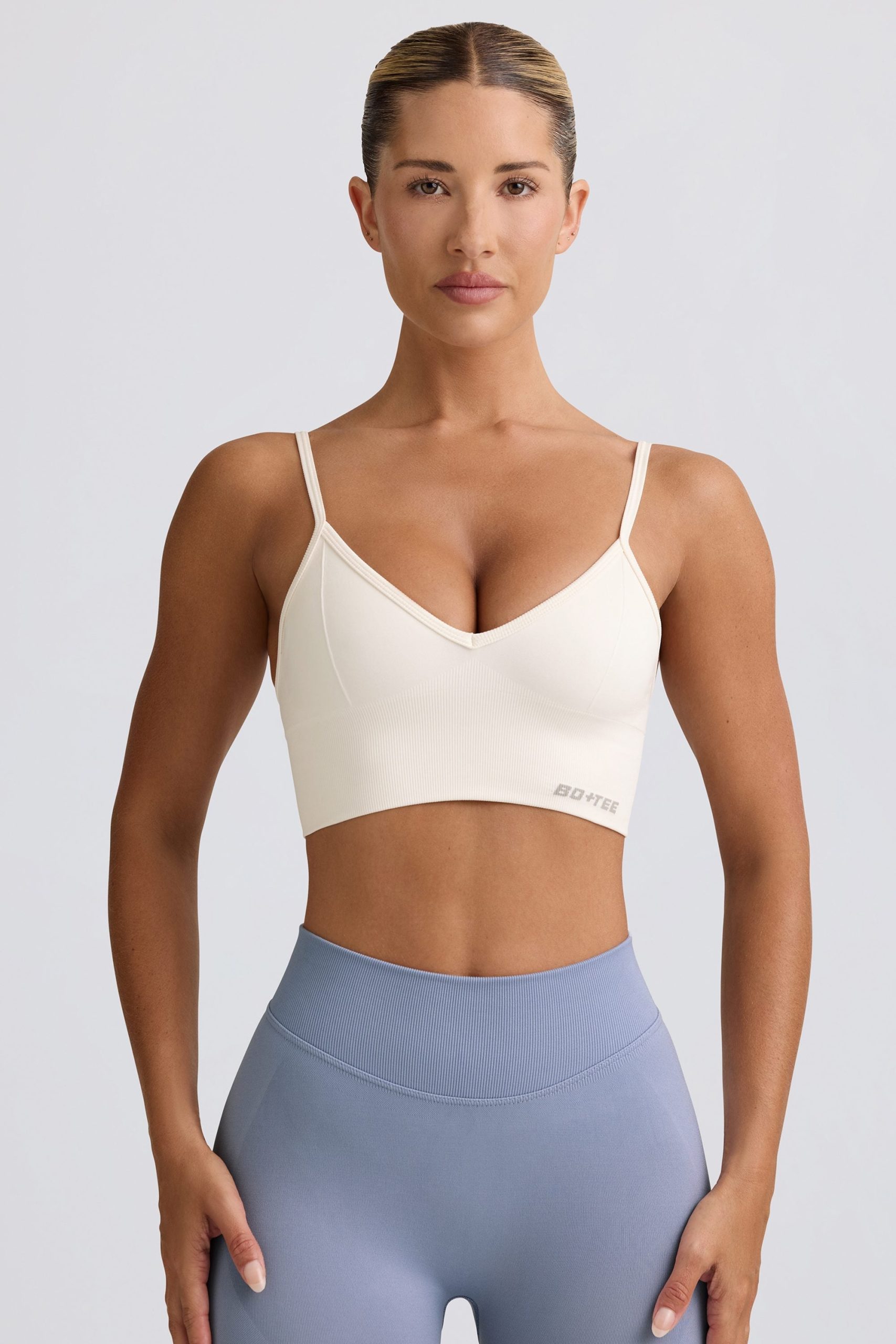 Define Luxe V-Neck Sports Bra in White - Image 5