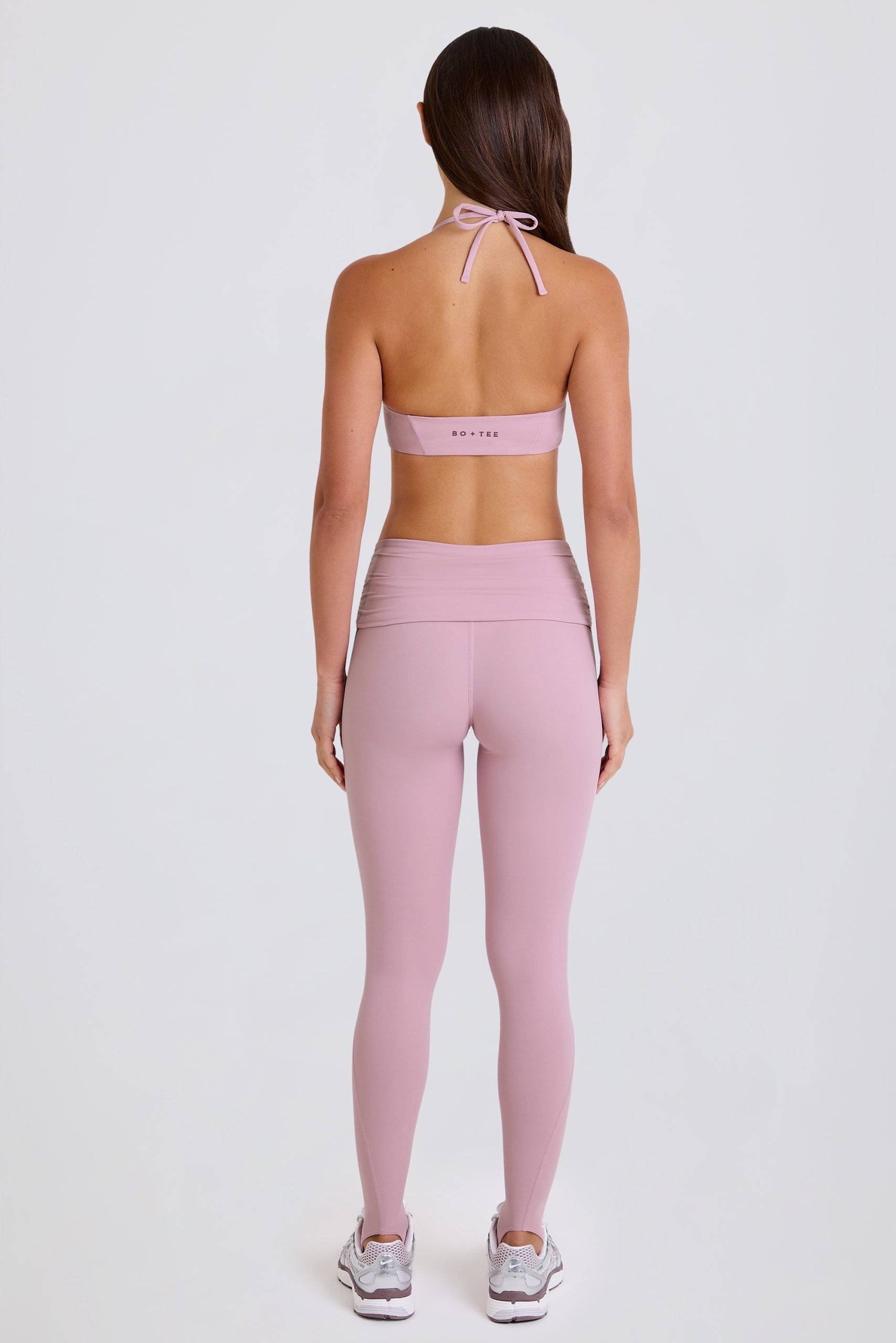 Four-Way Stretch Foldover Mid-Rise Stirrup Leggings in Mauve - Image 4
