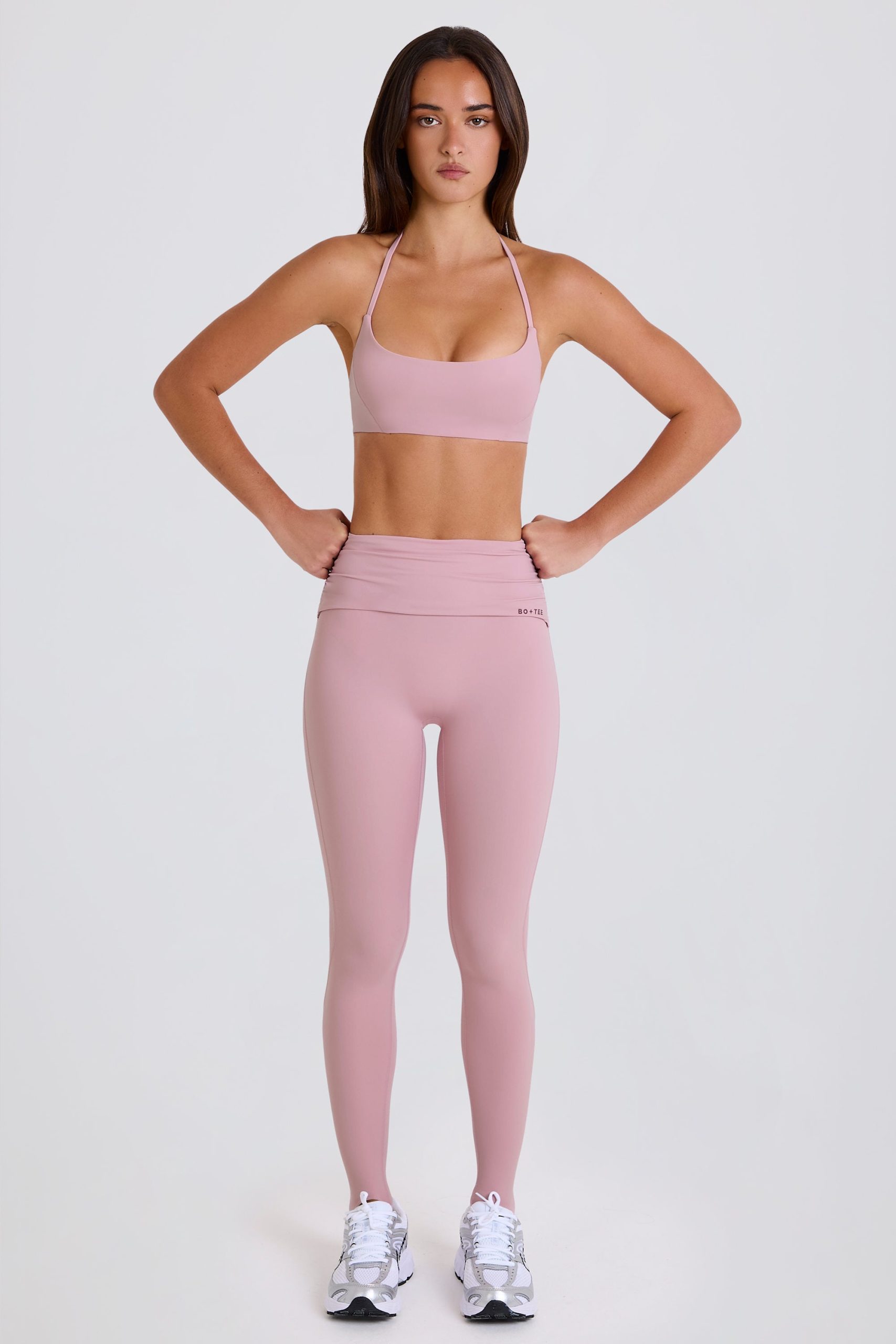 Four-Way Stretch Foldover Mid-Rise Stirrup Leggings in Mauve - Image 5