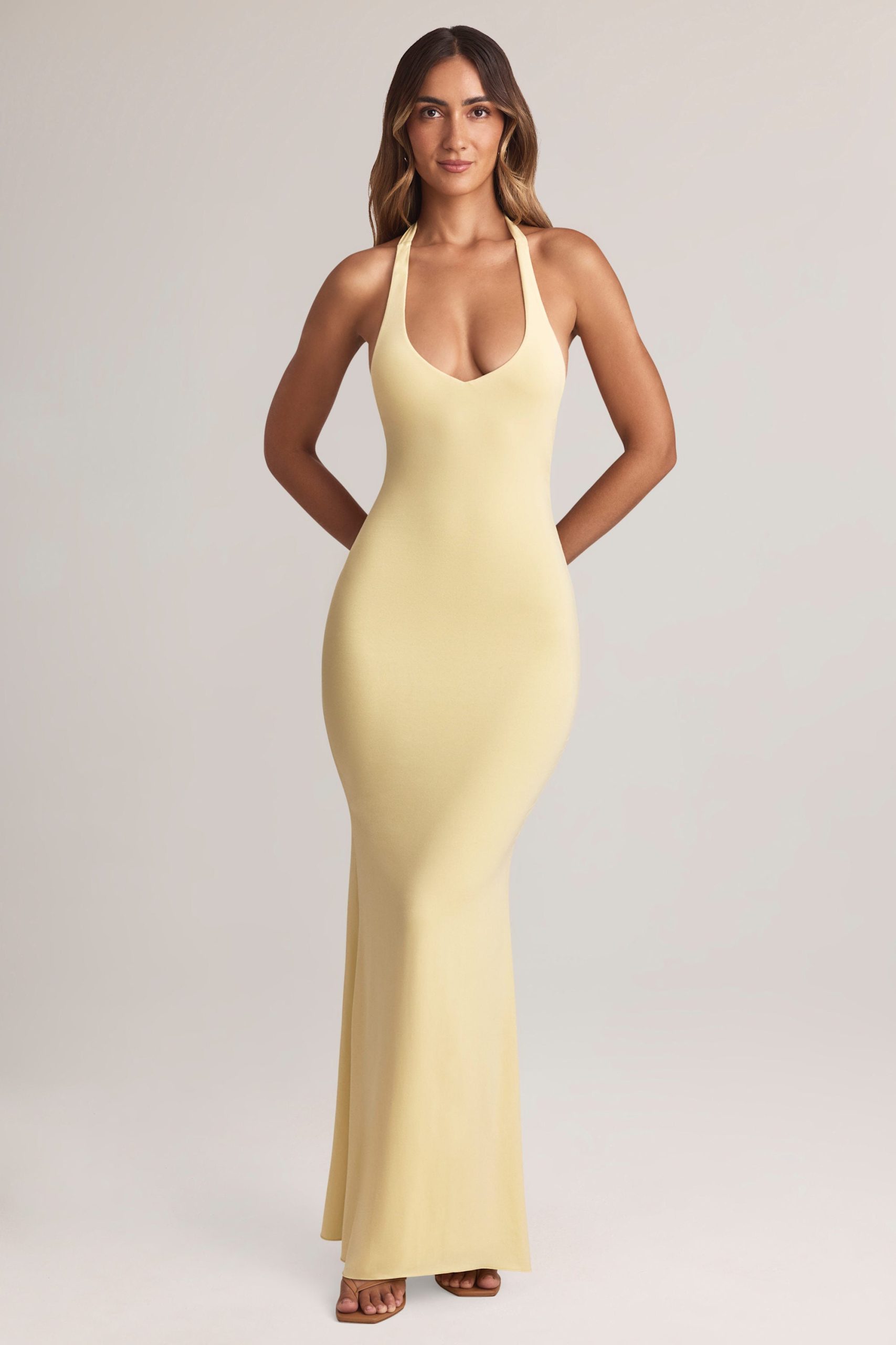 Modal Halterneck Maxi Dress in Lemon Sherbet - Image 5