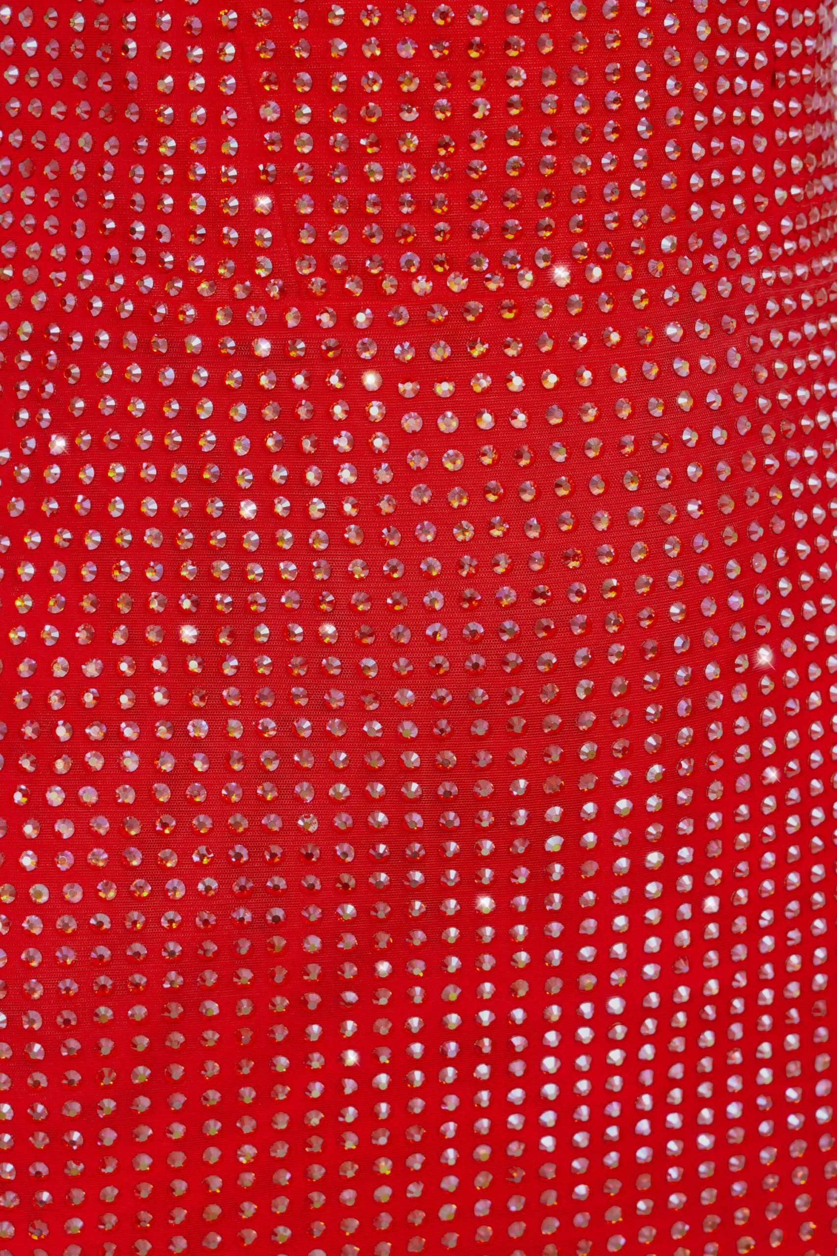 Embellished Sweetheart Corset Mini Dress in Fire Red - Image 4
