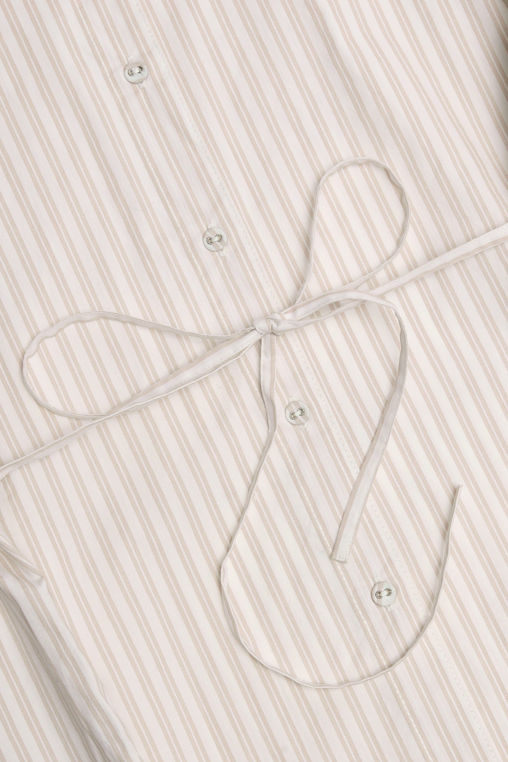 Oversized Cotton-Poplin Shirt in Taupe Stripe - Image 5