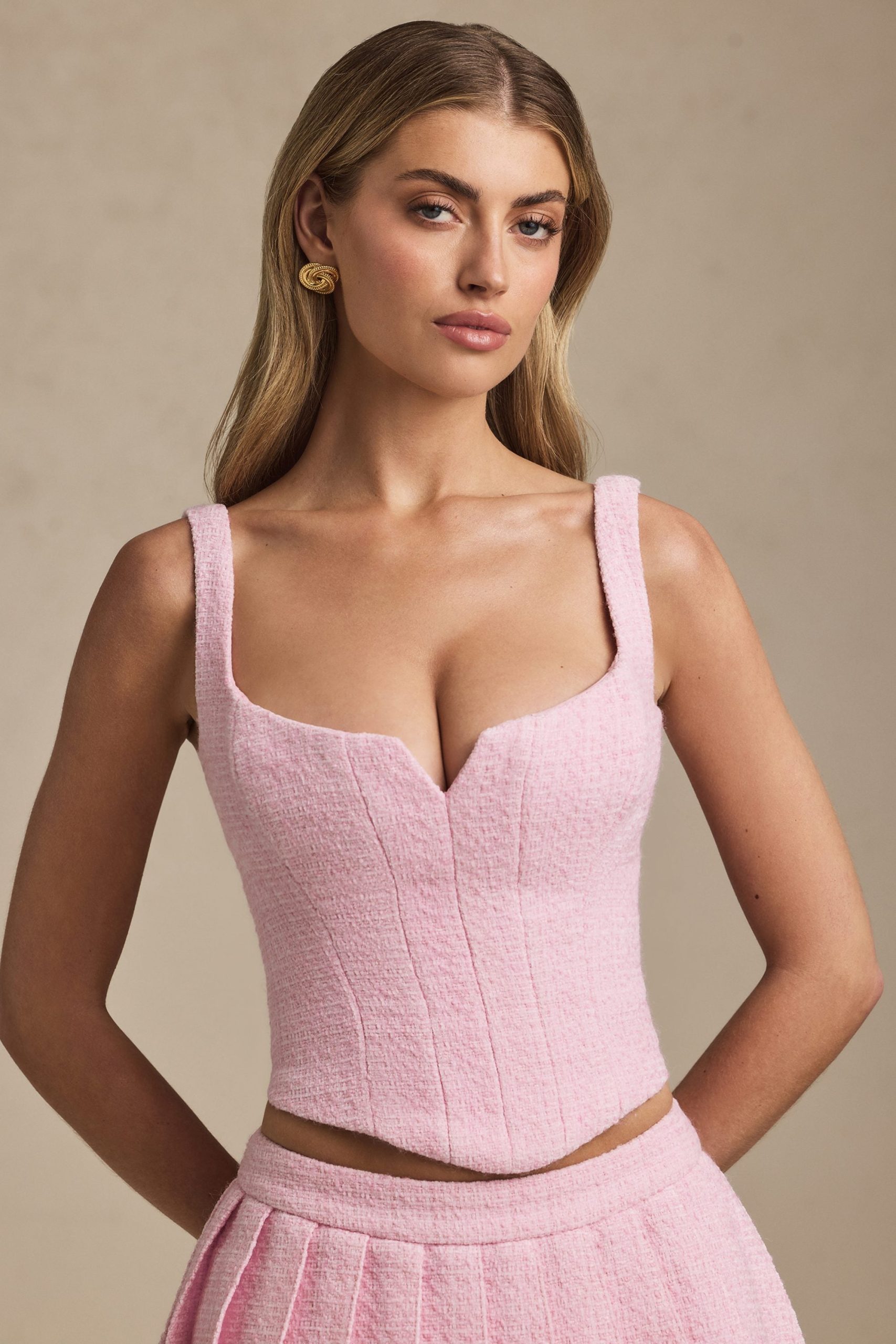 Lace-Up Corset Top in Soft Pink - Image 7