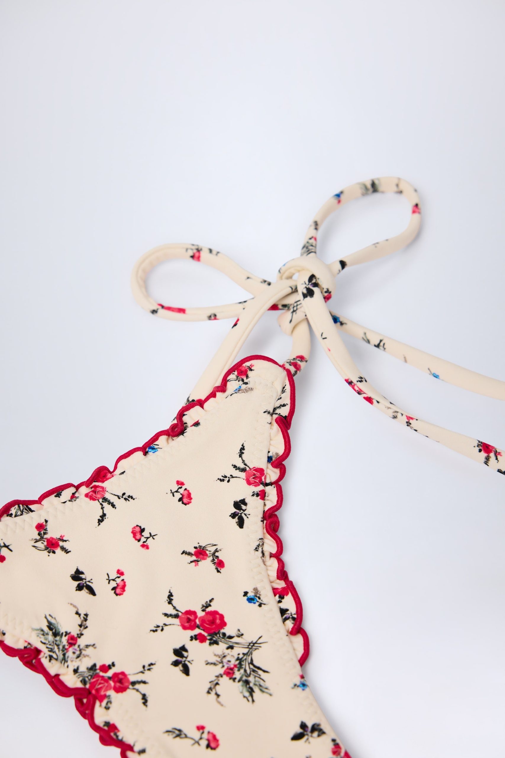 Side-Tie Thong Bikini Bottoms in Red Floral - Image 6