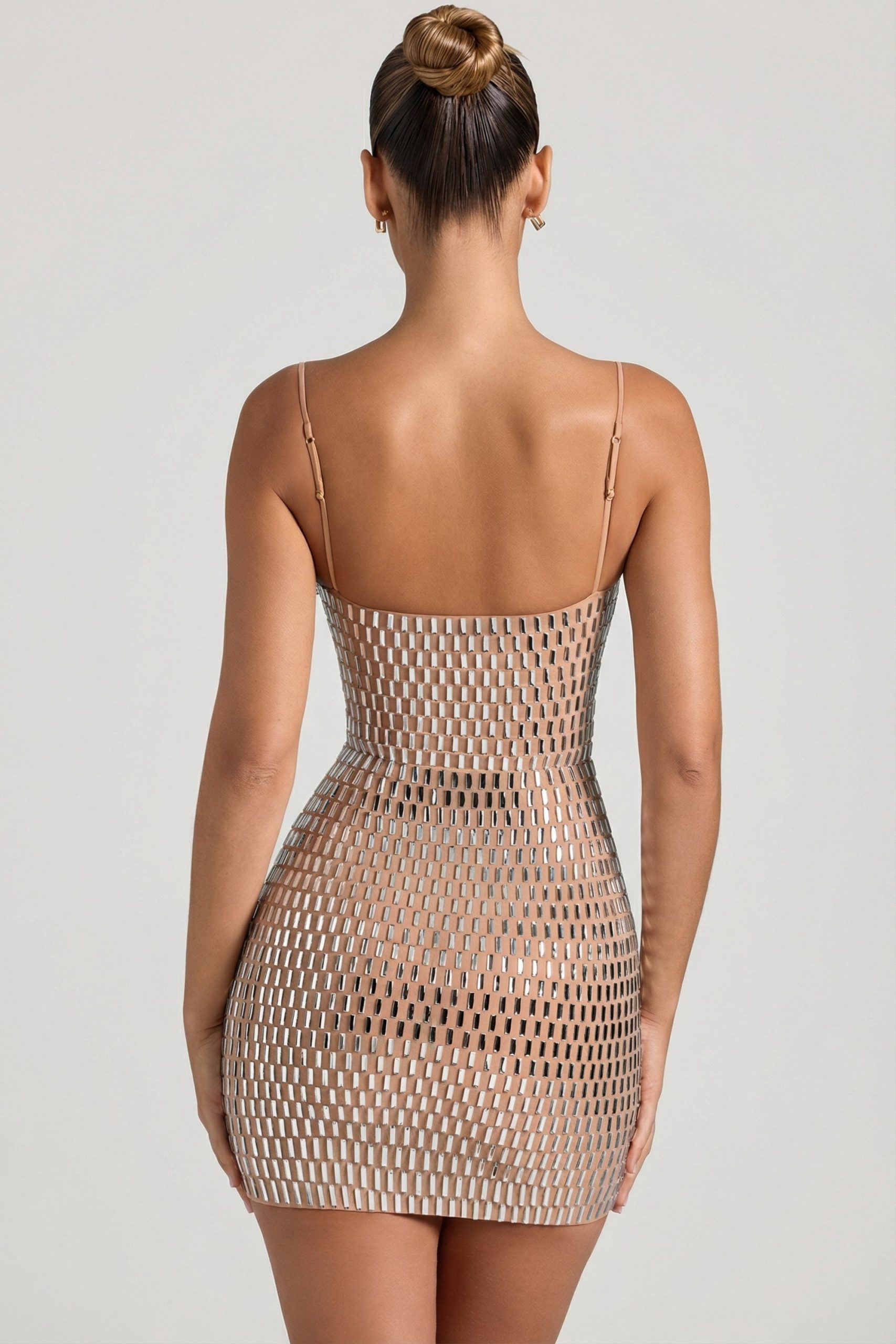 Embellished Cut-Out Mini Dress in Honey - Image 2