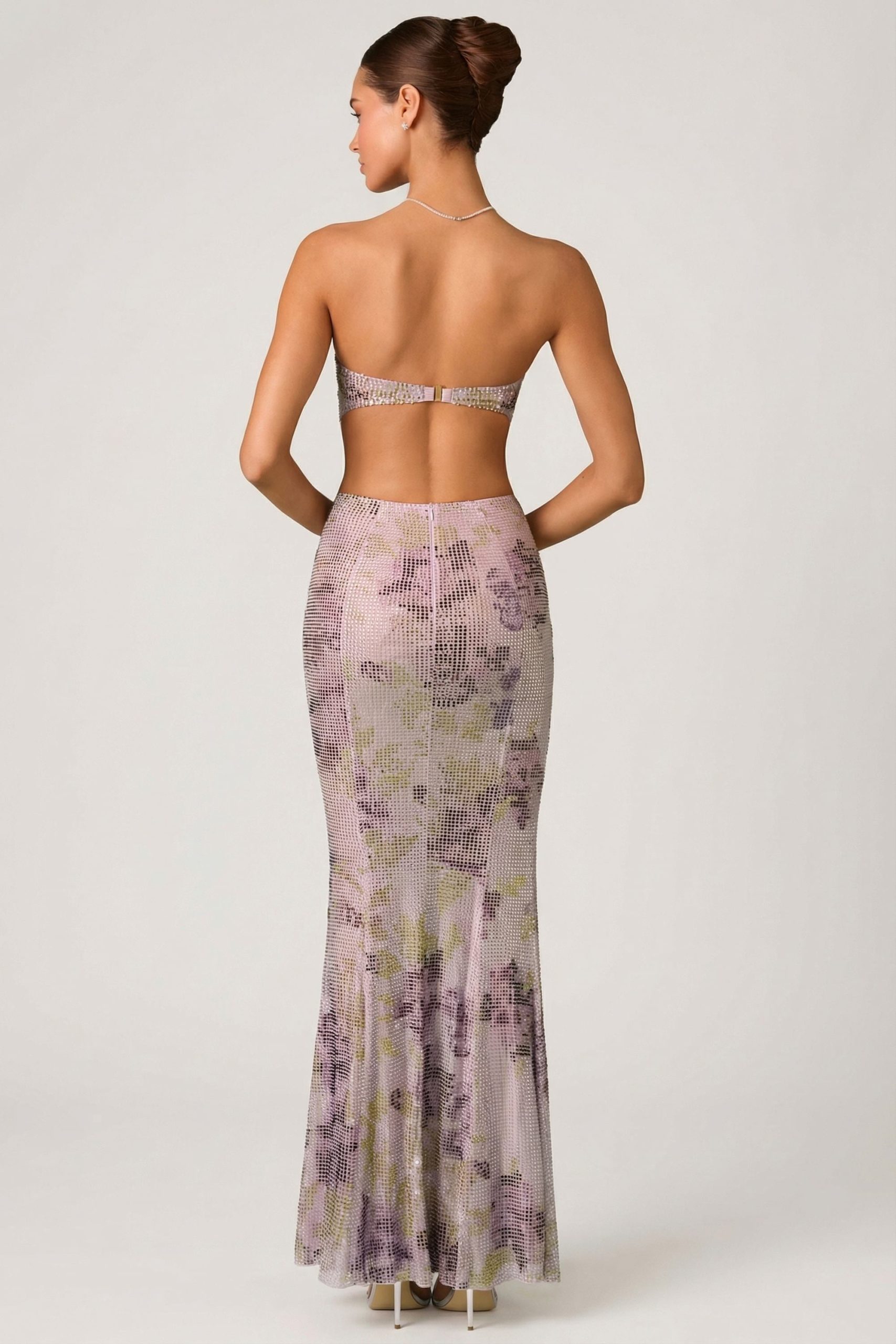 Embellished Cut-Out Fishtail Maxi Dress in Lilac - Image 2
