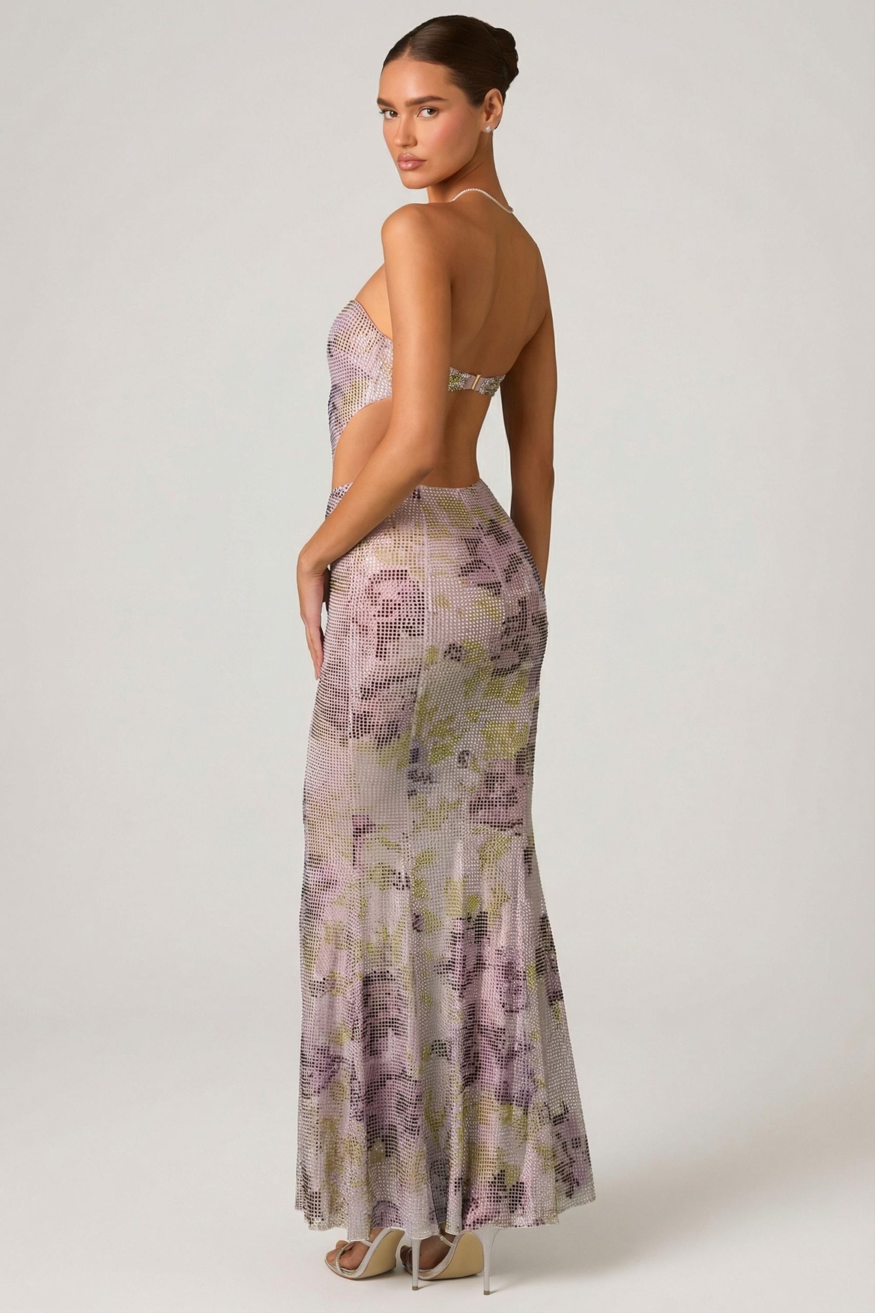 Embellished Cut-Out Fishtail Maxi Dress in Lilac - Image 6