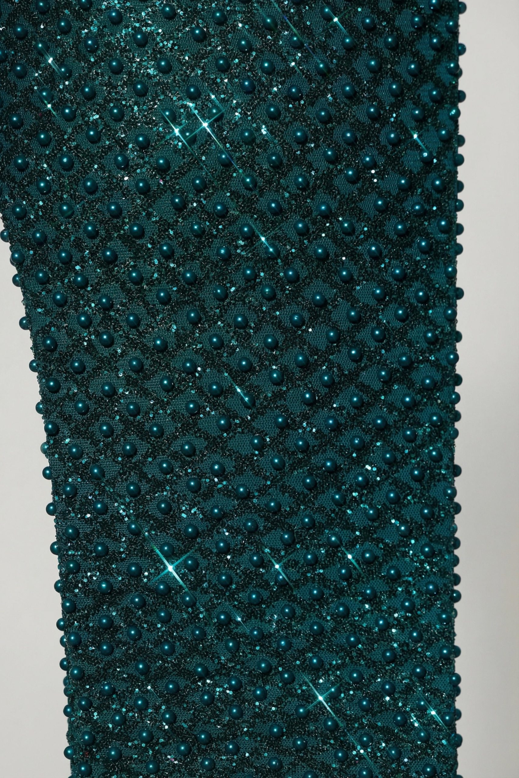 Embellished Cowl-Neck Mini Dress in Teal Green - Image 6
