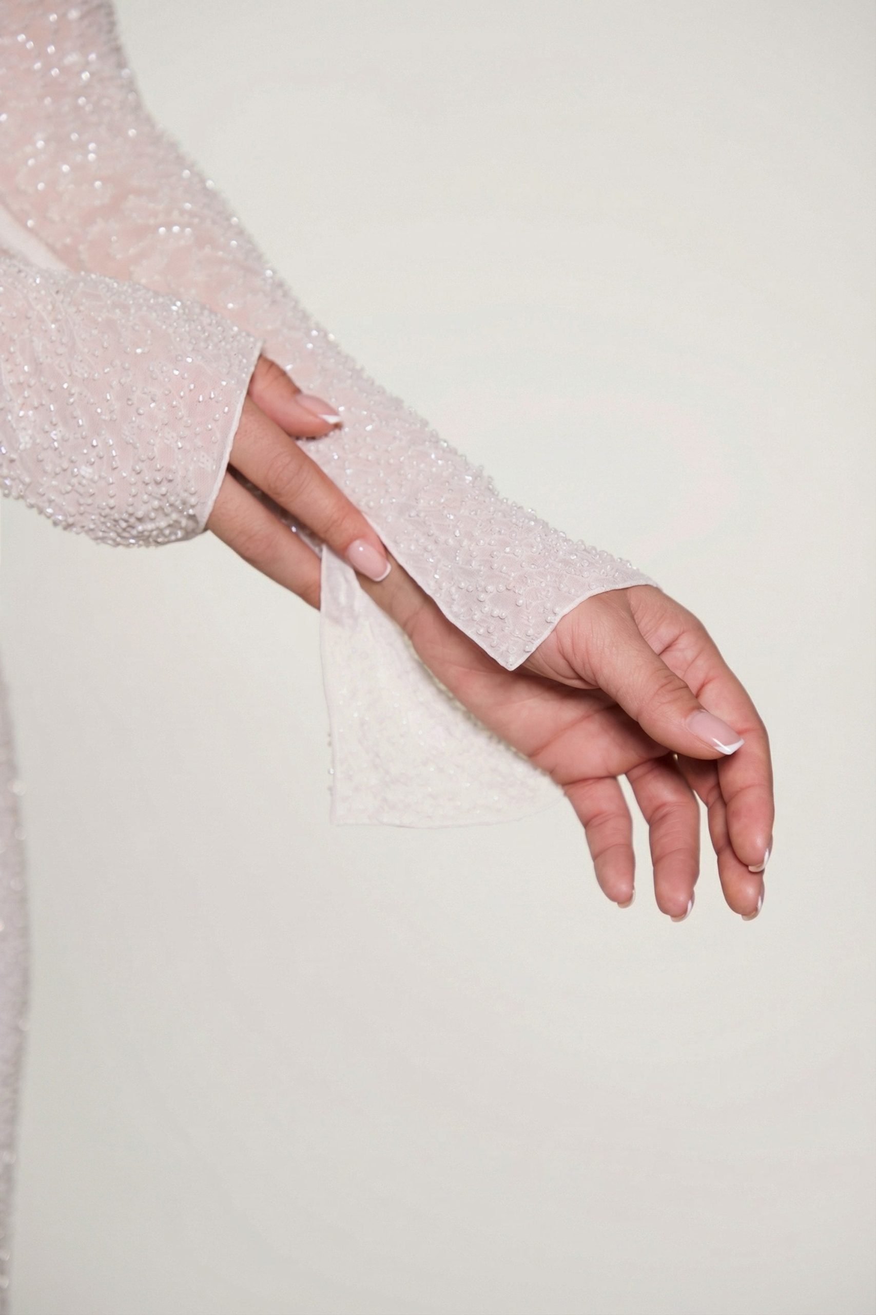 Embellished Cowl Neck Maxi Dress in Ivory - Image 8
