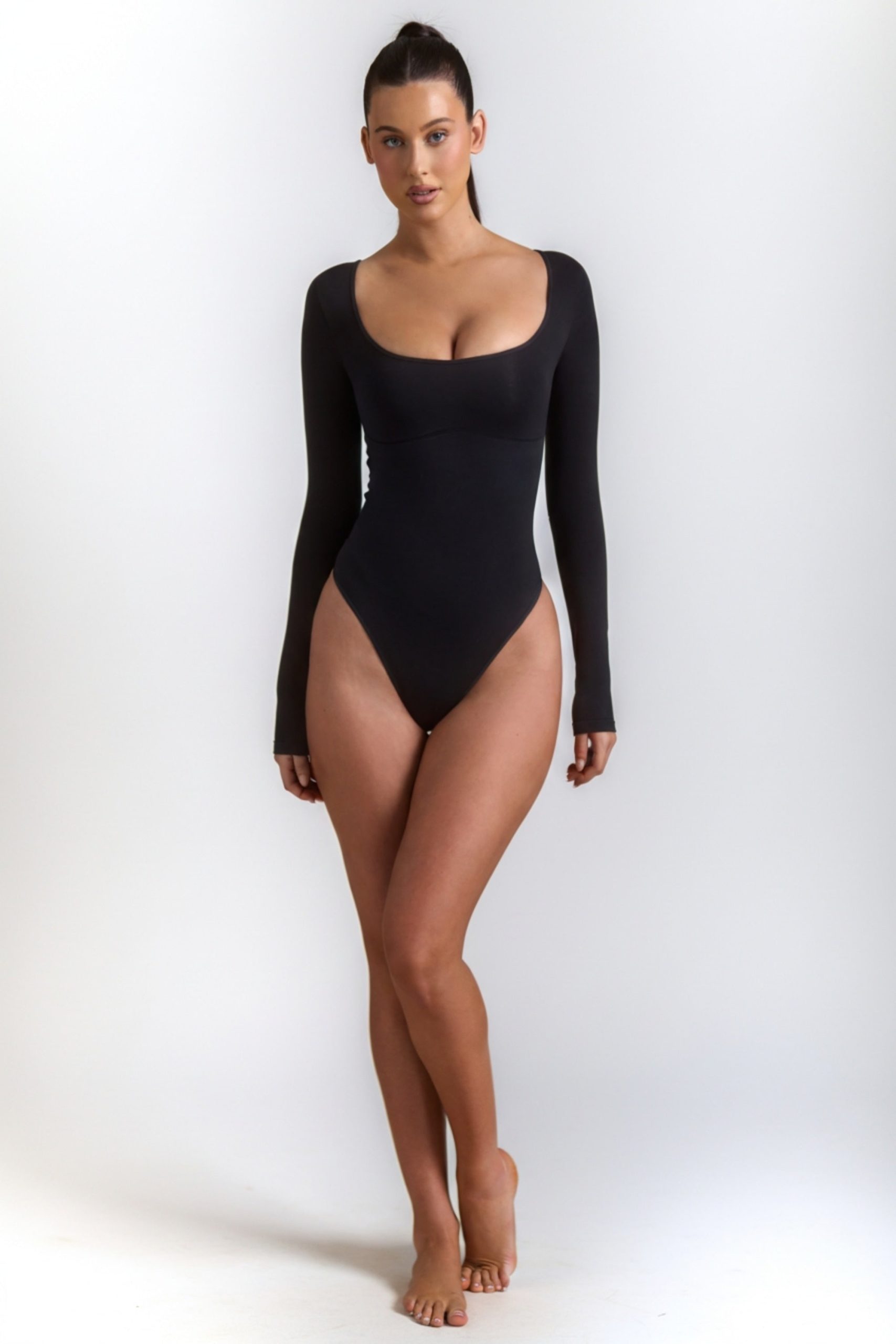Seamless Long-Sleeve Bodysuit in Black - Image 6