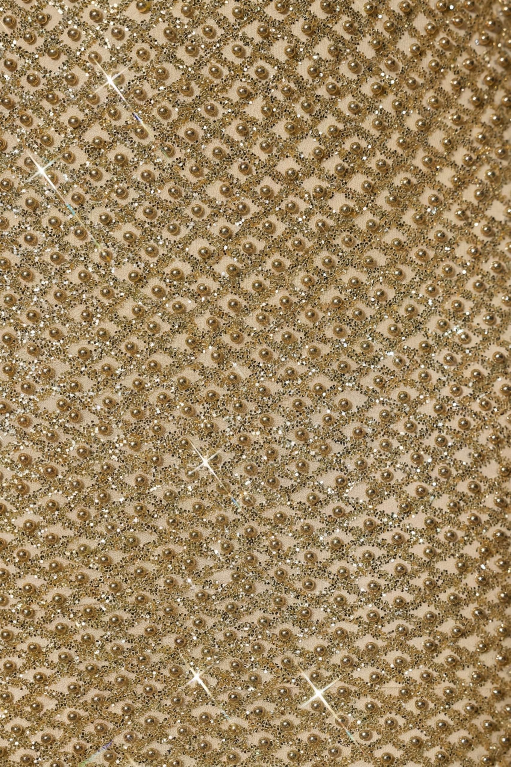 Embellished Cut-Out Gown in Gold - Image 5