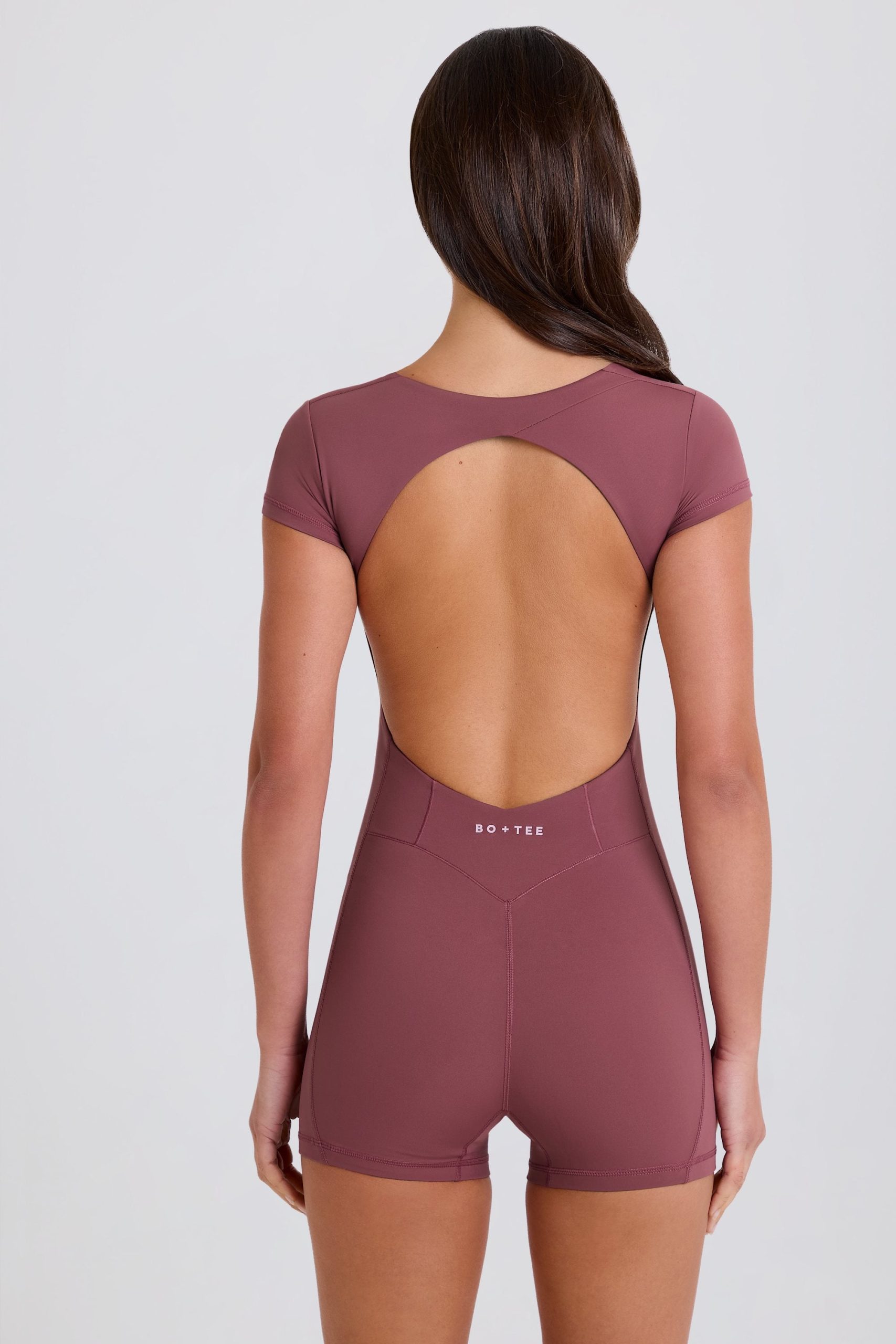 Four-Way Stretch Open-Back Unitard in Acai - Image 3