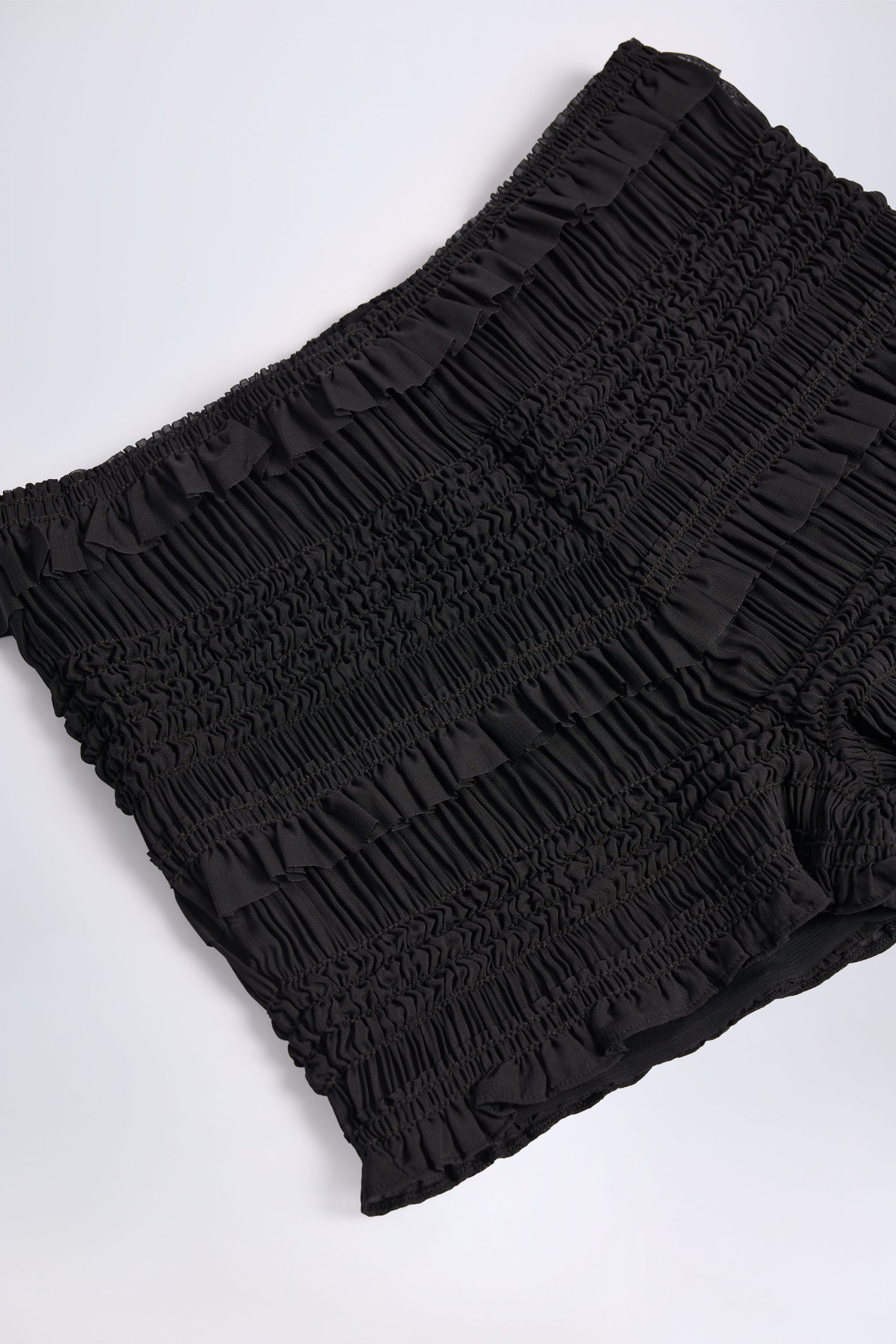 Ruffled Mid-Rise Shorts in Black - Image 5
