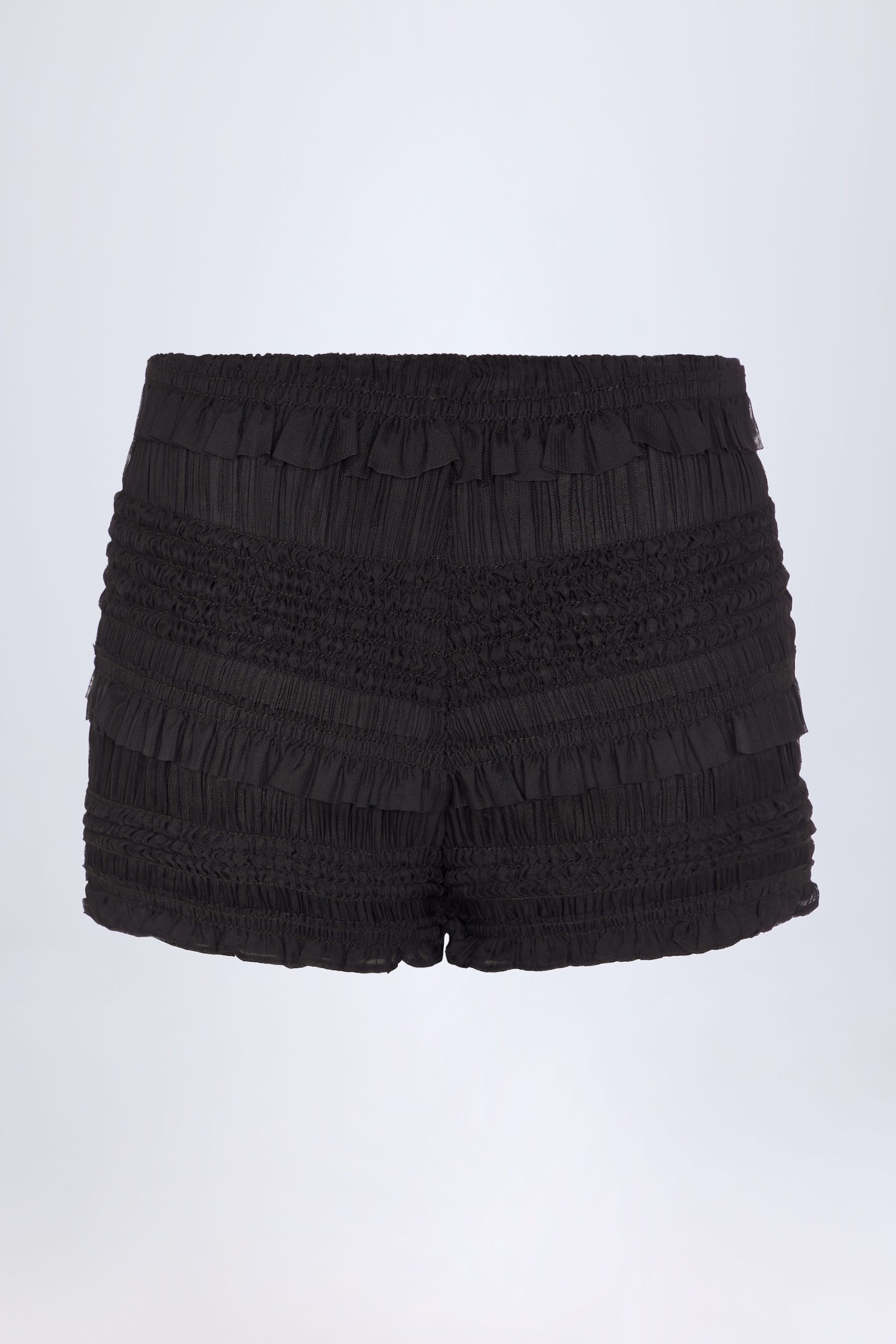 Ruffled Mid-Rise Shorts in Black - Image 6