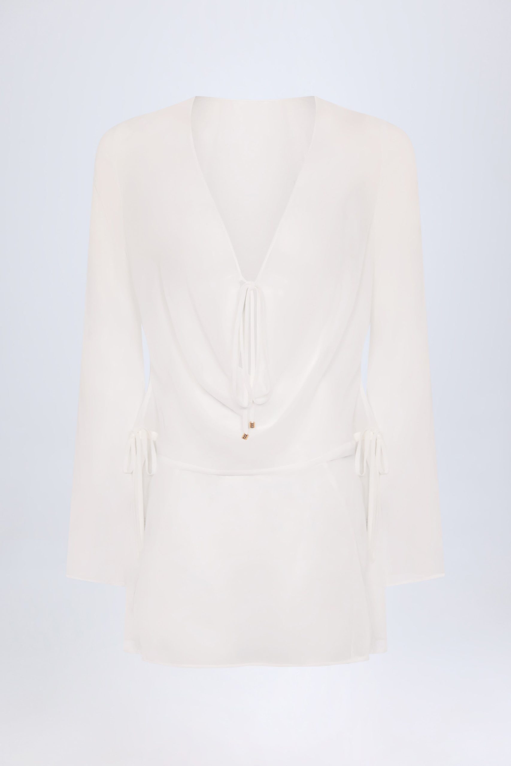 Cowl-Neck Mini Dress in White - Image 3