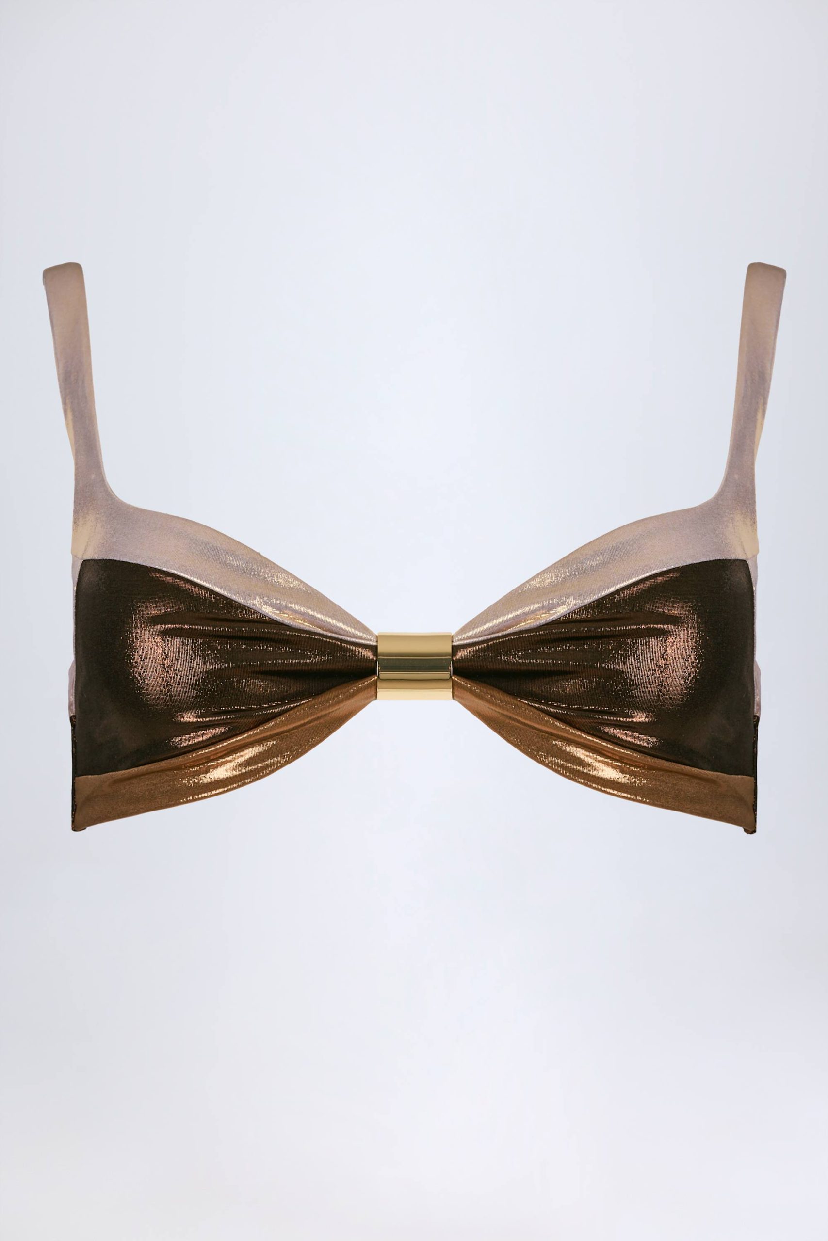 Ruched Bikini Top in Bronze Gold - Image 4