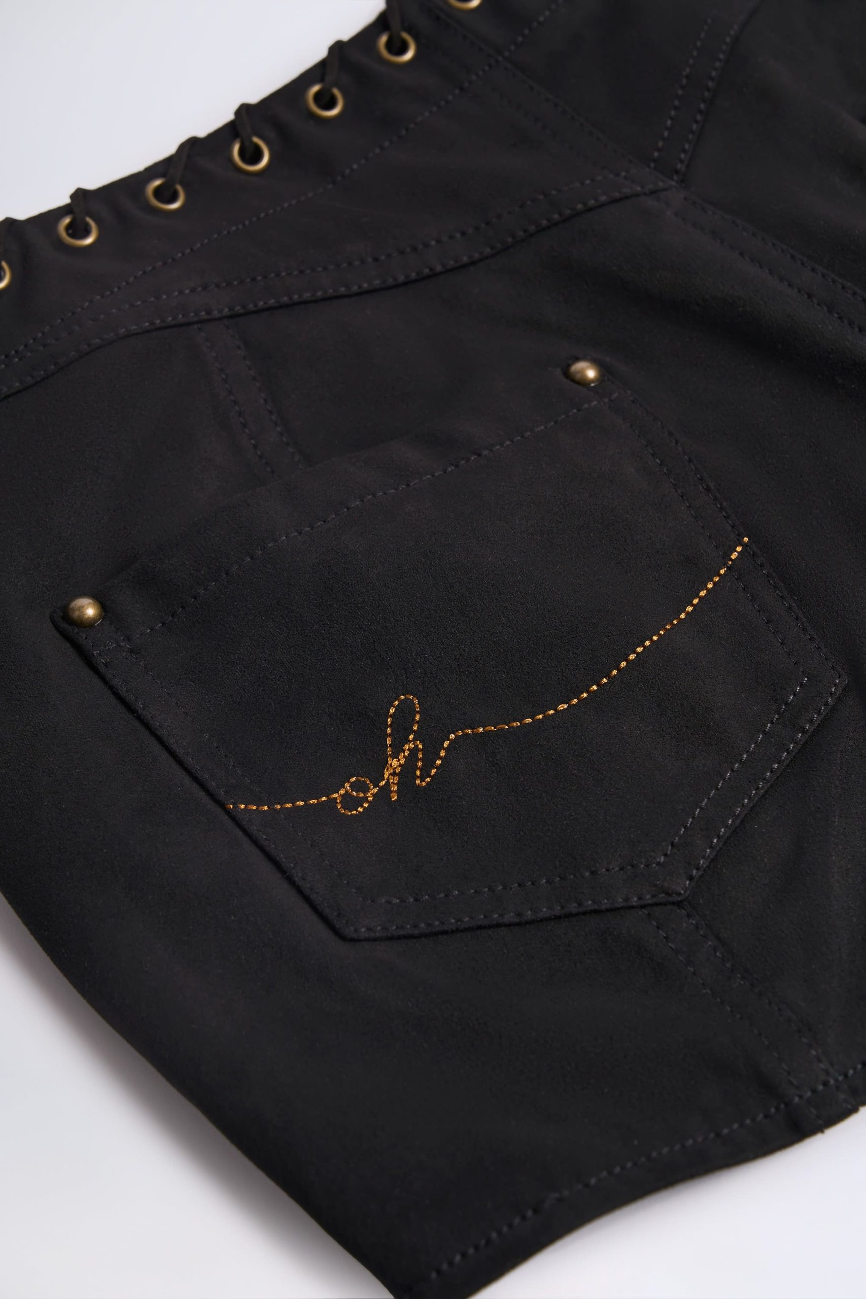 Lace-Up Mid-Rise Shorts in Black - Image 3