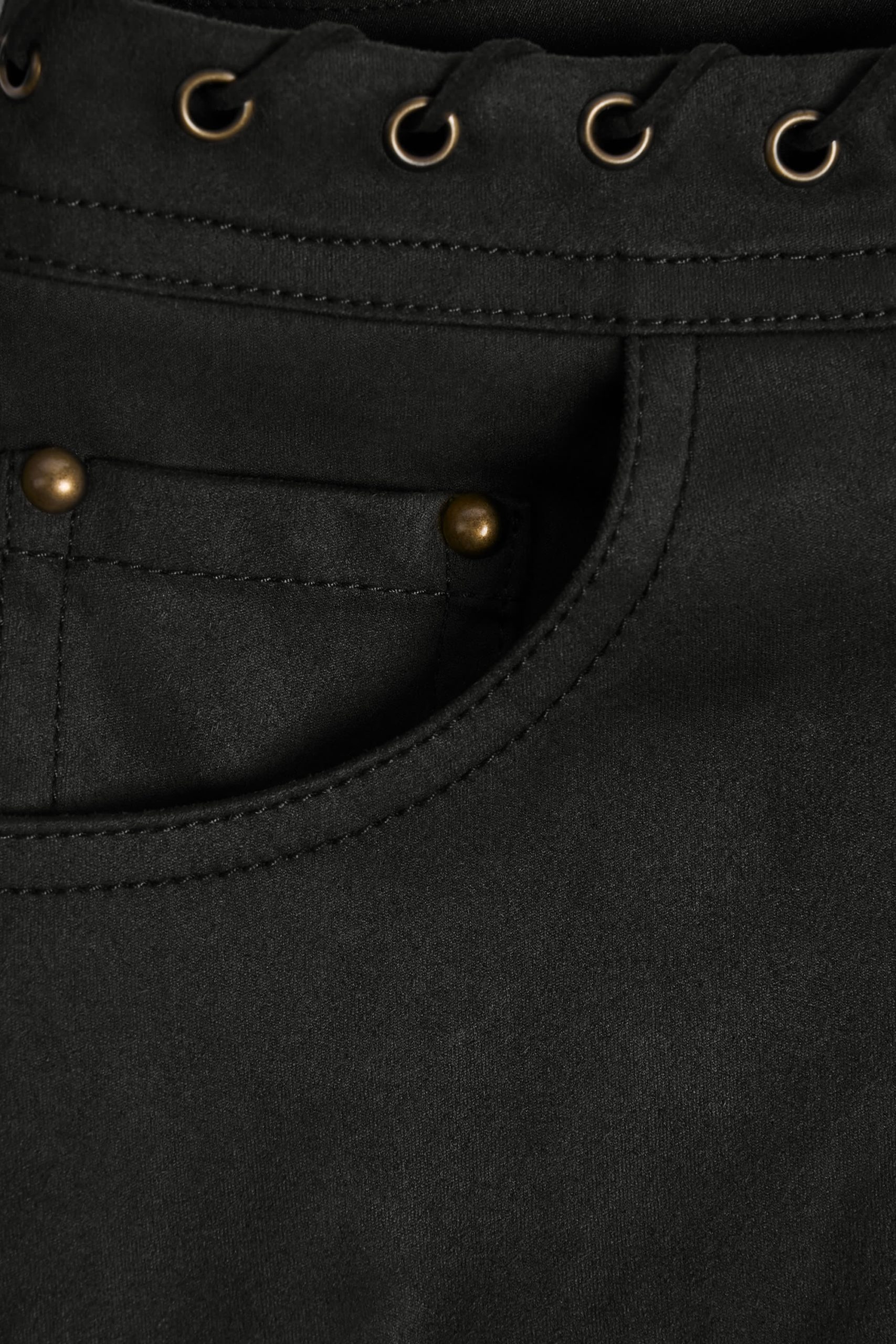 Lace-Up Mid-Rise Shorts in Black - Image 4