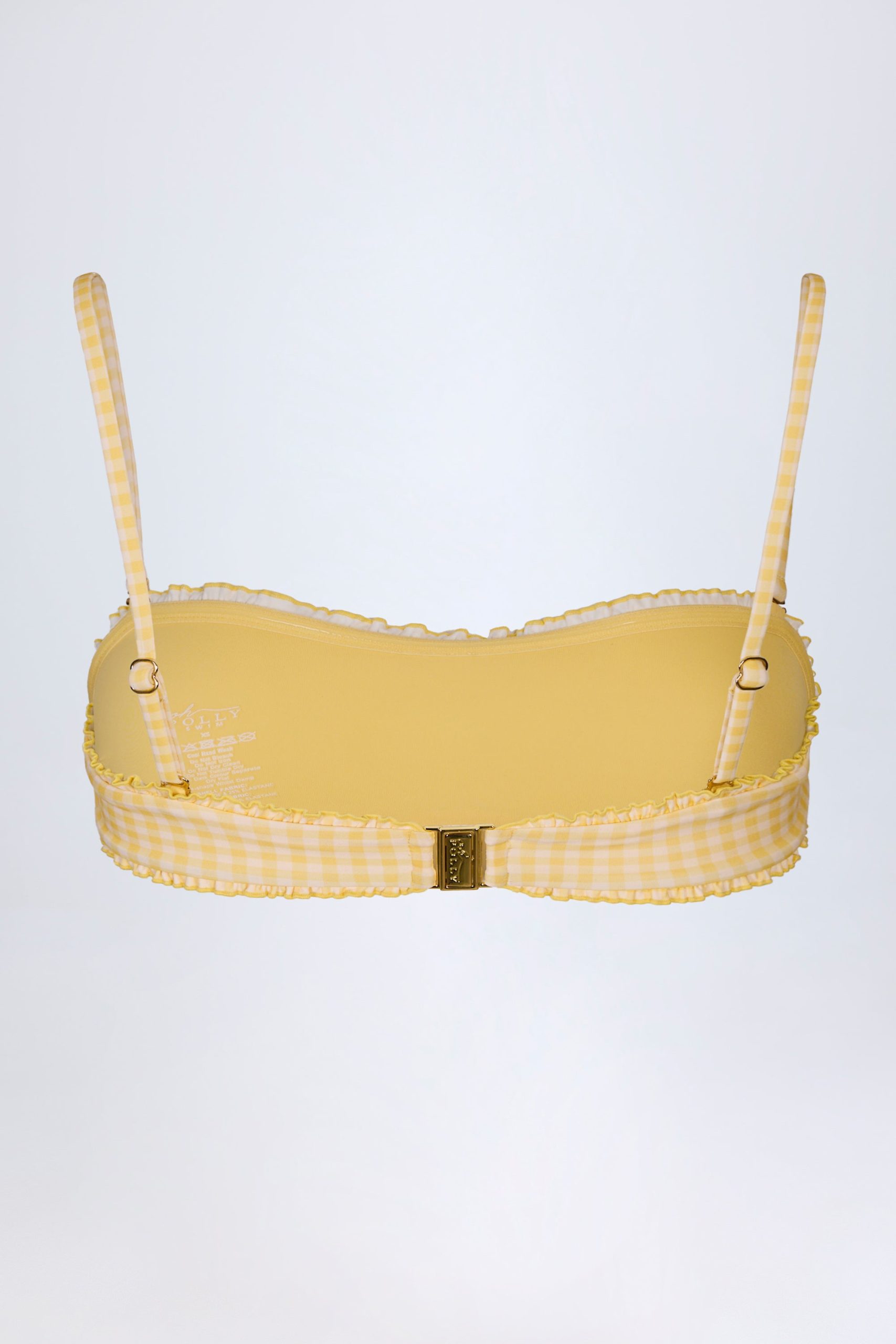 Ruffled Bandeau Bikini Top in Yellow Gingham - Image 4