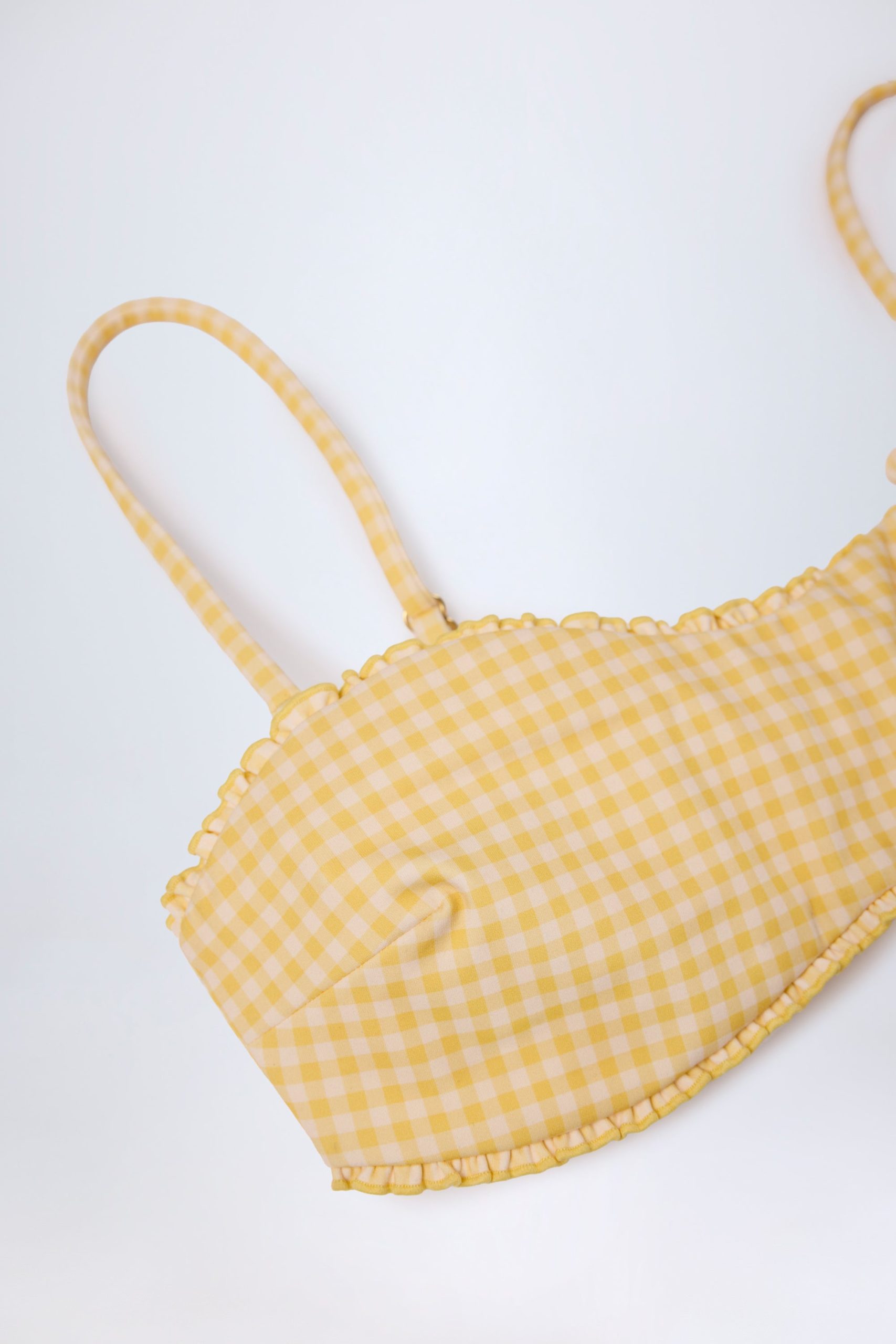 Ruffled Bandeau Bikini Top in Yellow Gingham - Image 6